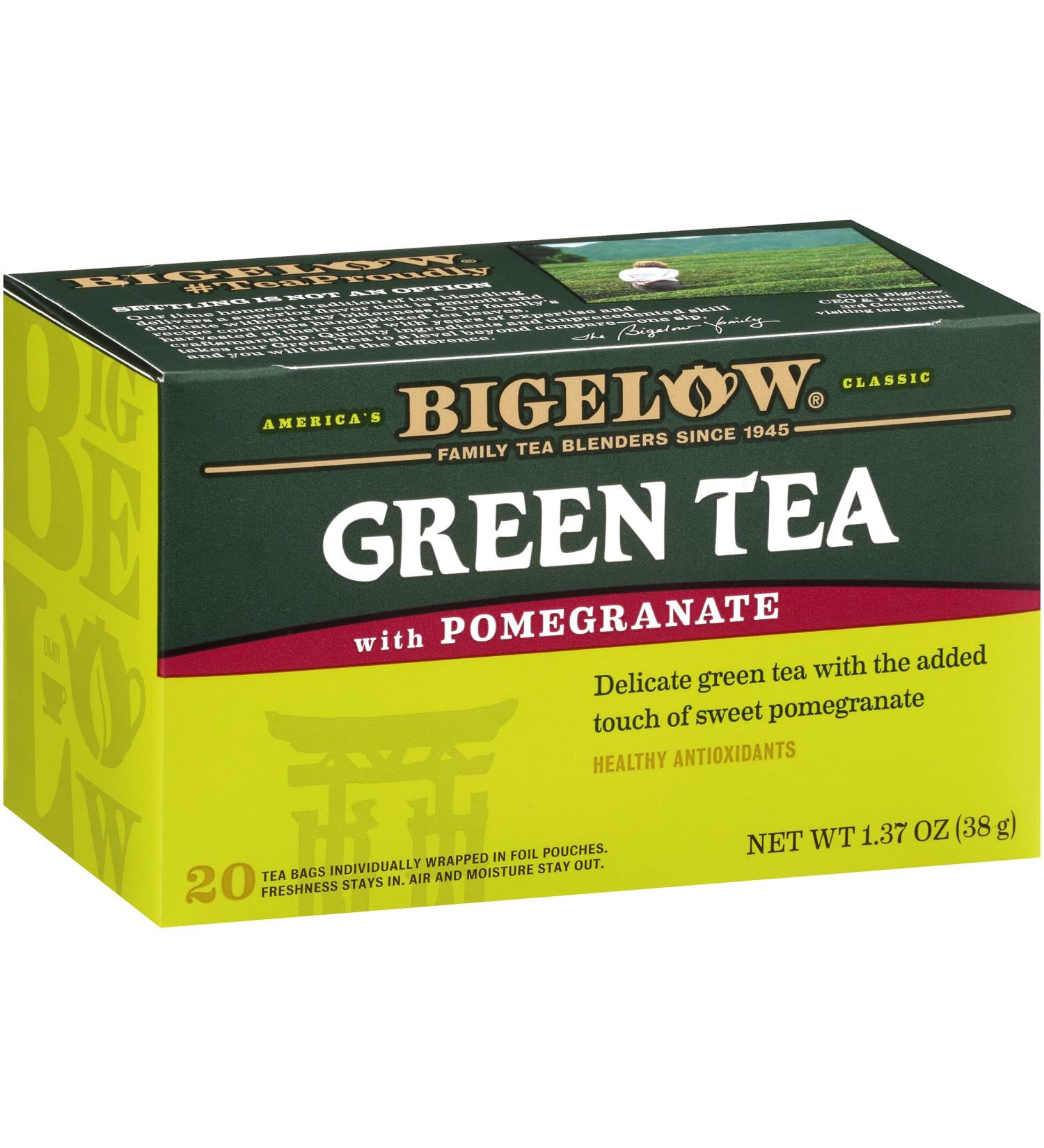 Bigelow Green Tea with Pomegranate - Caffeinated Tea Bags, 1.37 Oz (6-Pack) - Buy Online on SooperMarket.com