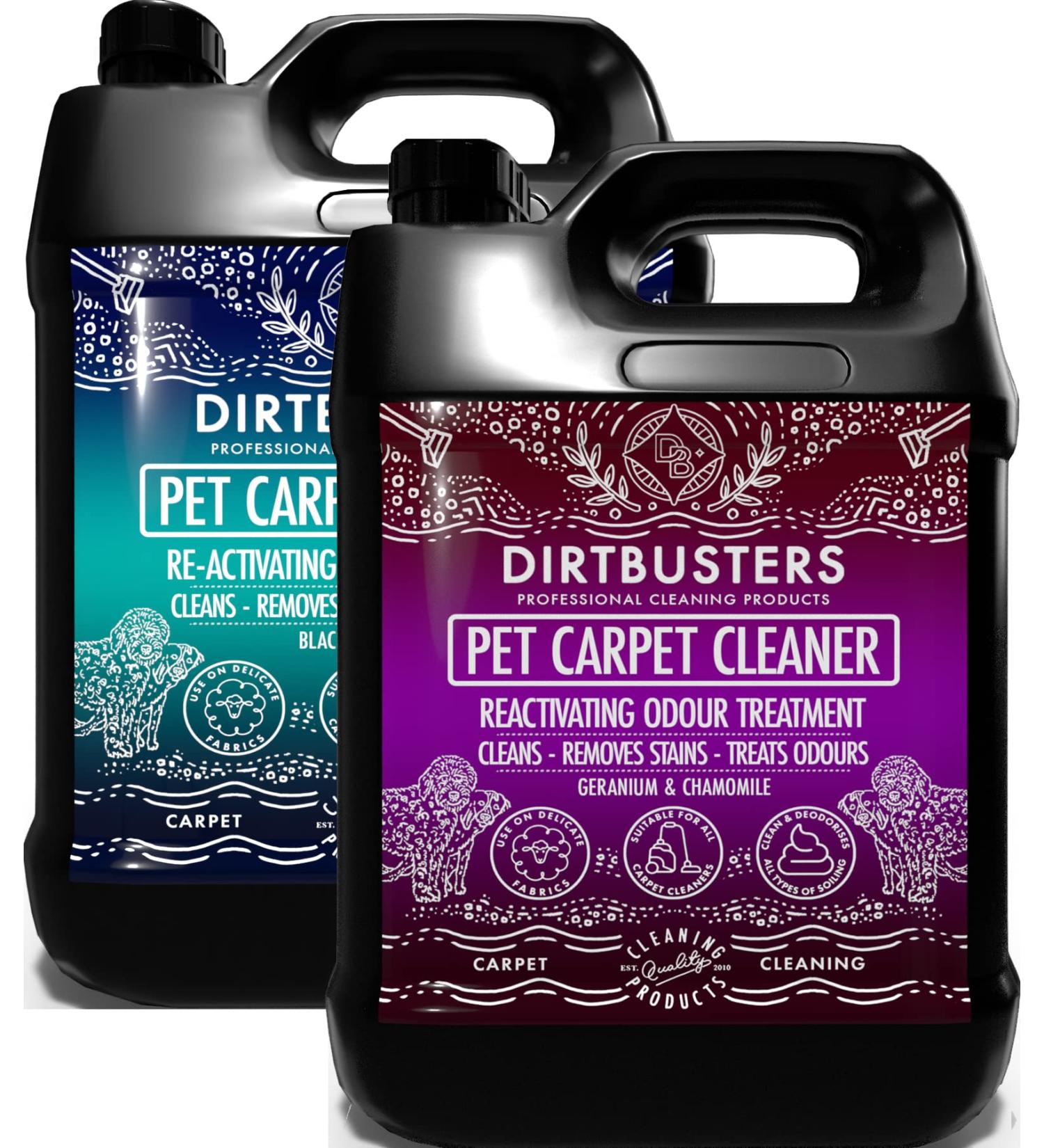 Dirtbusters Pet Carpet Cleaner Blackberry and Fig and Geranium and Chamomile 2x5 Litre Professional Carpet and Upholstery extraction shampoo solution cleaner with reactivating odour treatment. - Buy Online on SooperMarket.com
