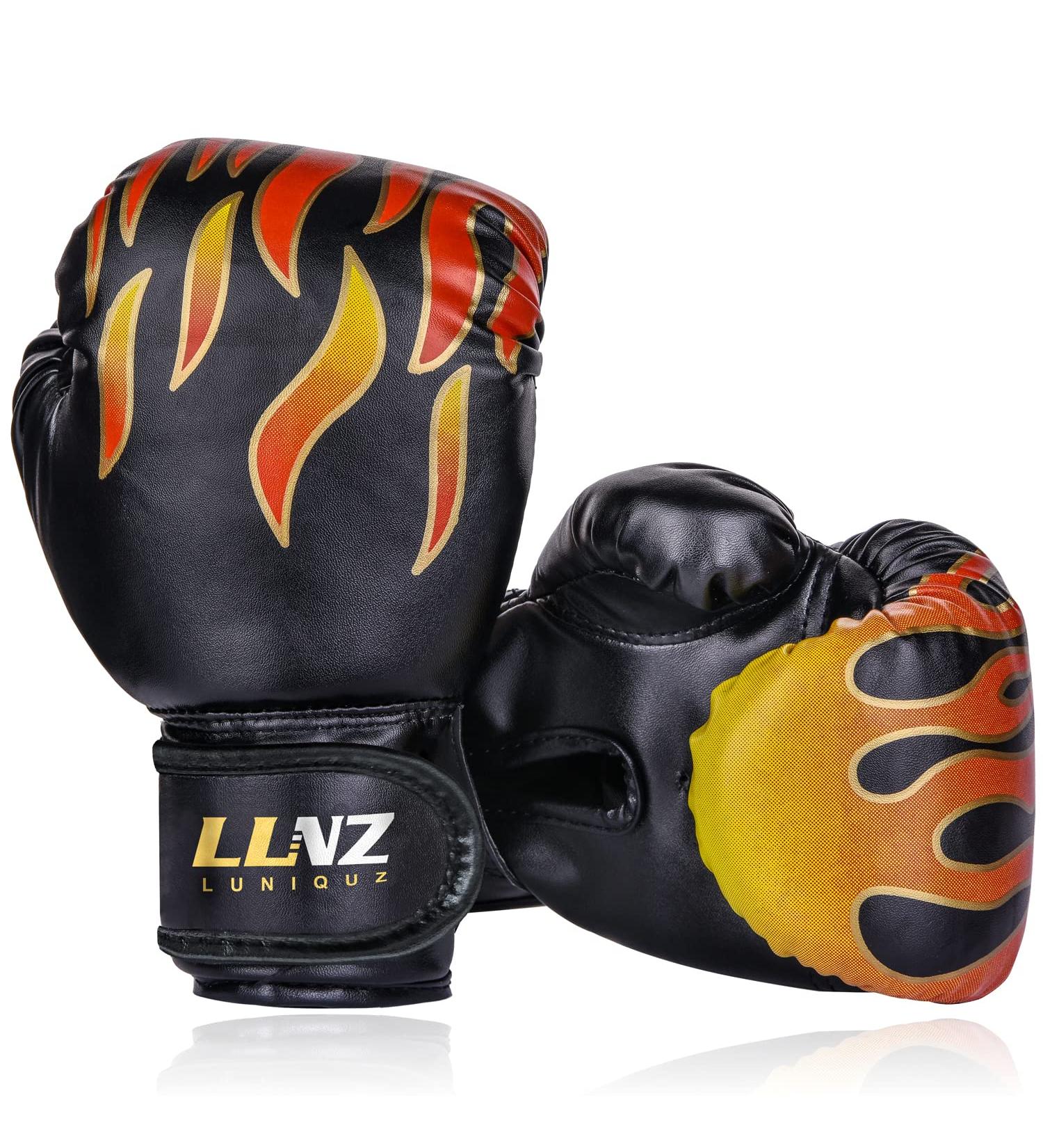 Luniquz Kids Boxing Gloves - Ideal for Punching Bag Training and Kickboxing Sparring - 4, 6, 8oz Sizes Available - MMA Gloves in Black (6oz) - Buy Online on SooperMarket.com