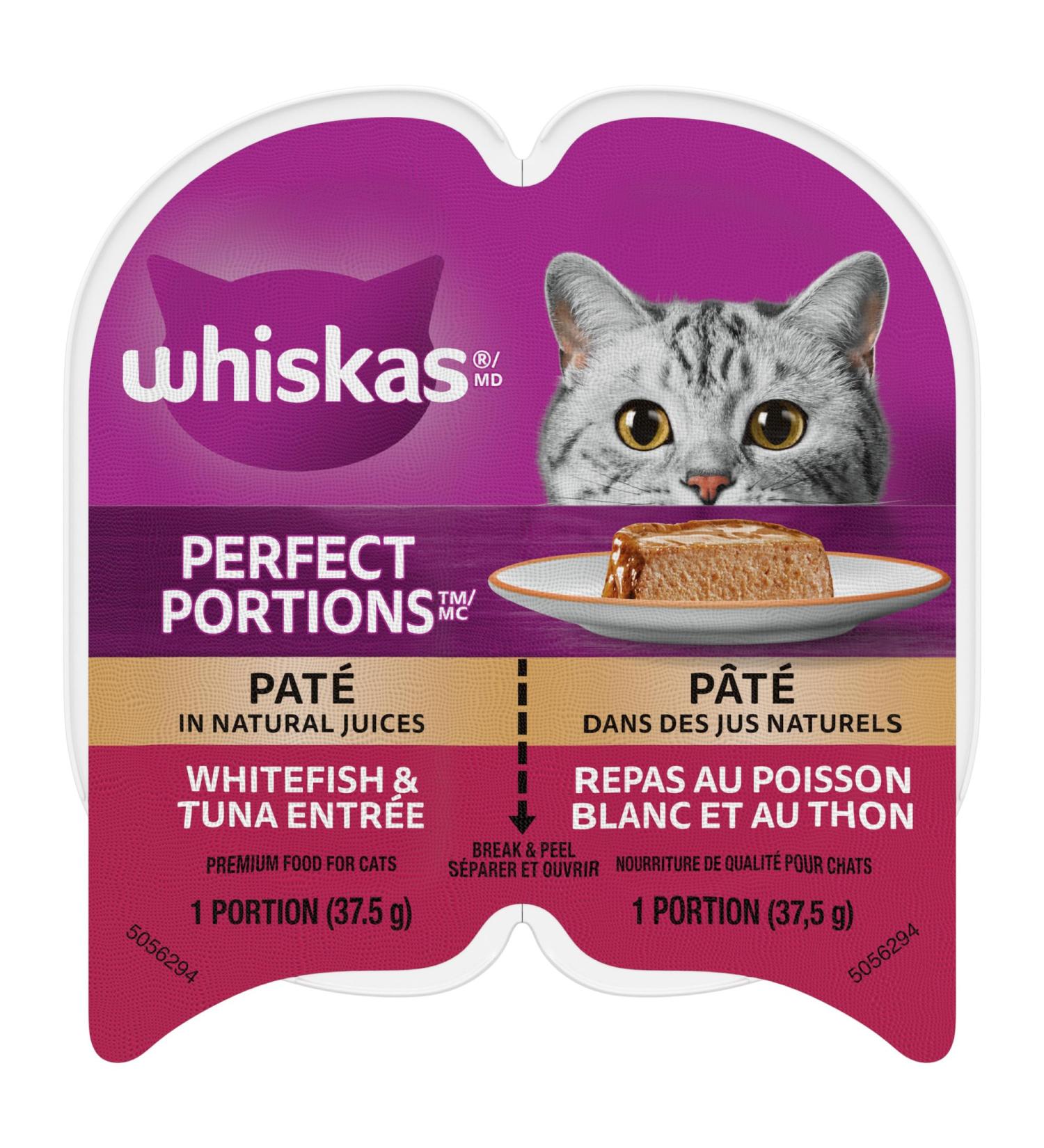 Whiskas Perfect Portions Adult Wet Cat Food Pat - Whitefish and Tuna - 75g (24 Pack) Pat Whitefish & Tuna 75 g (Pack of 24) - Buy Online on SooperMarket.com