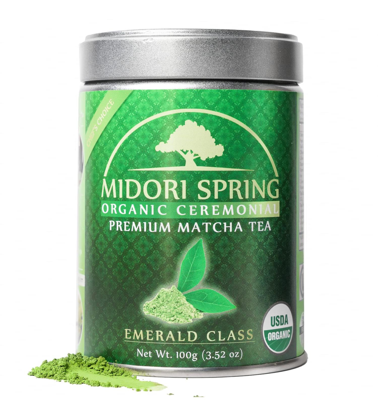 Midori Spring Organic Japanese Ceremonial Matcha Powder | Radiation Free | USDA Organic | Kosher | Vegan | 3.52 oz - Buy Online on SooperMarket.com