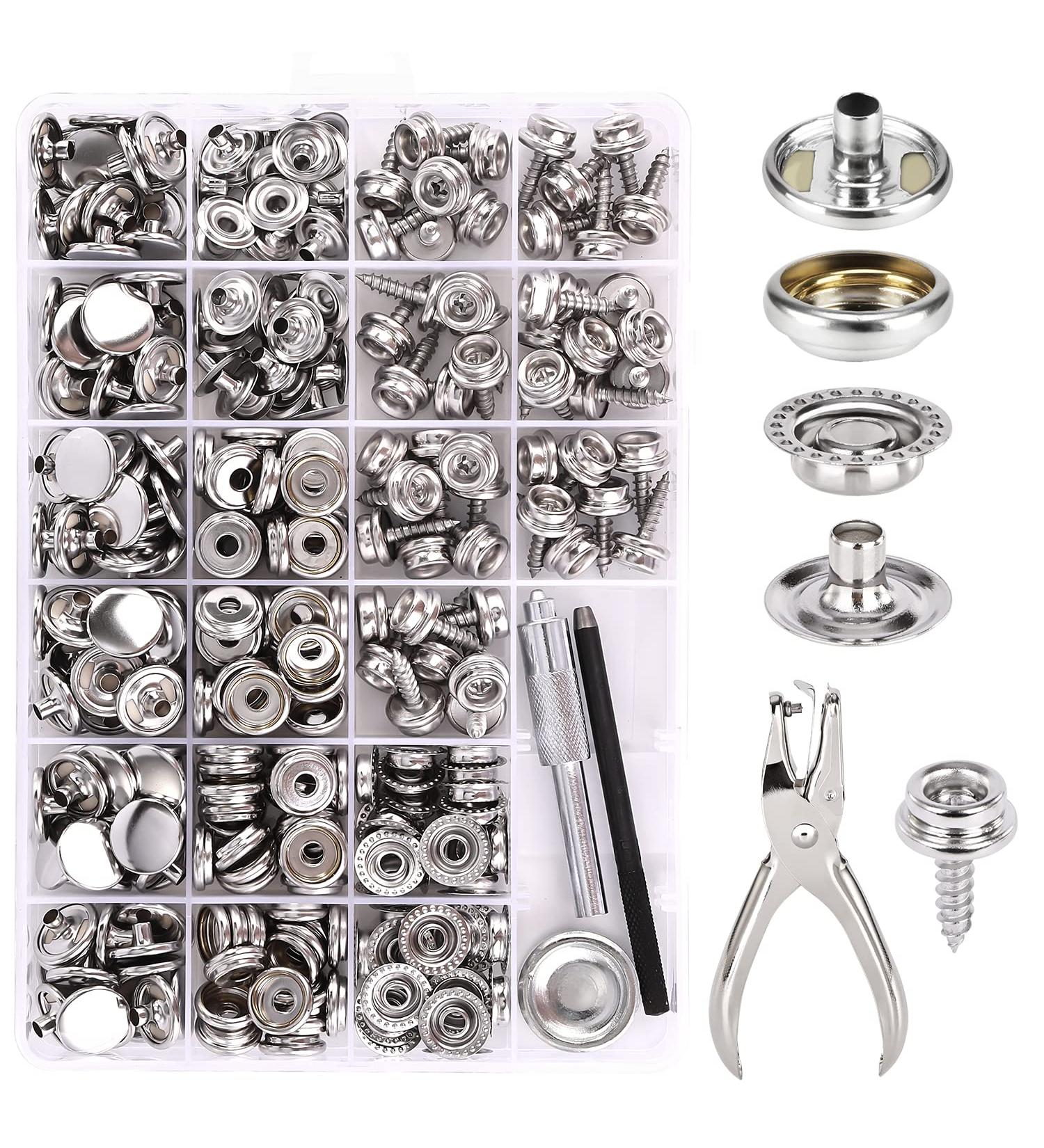 CENOZ Marine Grade Stainless Steel Snap Kit - 314PCS | Boat Cover & Furniture Snaps with Setting Tool - Silver - Buy Online on SooperMarket.com