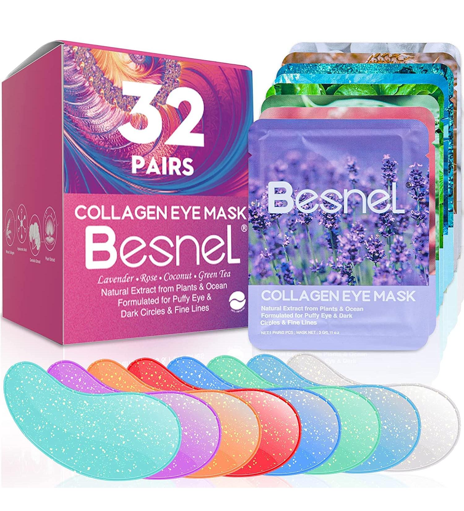 BESNEL Eye Gels 32 Pairs - Natural Plants Eye Masks for Puffy Eyes, Wrinkles & Dark Circles - Anti-Aging Collagen Eye Patches with Hyaluronic Acid - Eye Moisturizer Treatment - Buy Online on SooperMarket.com