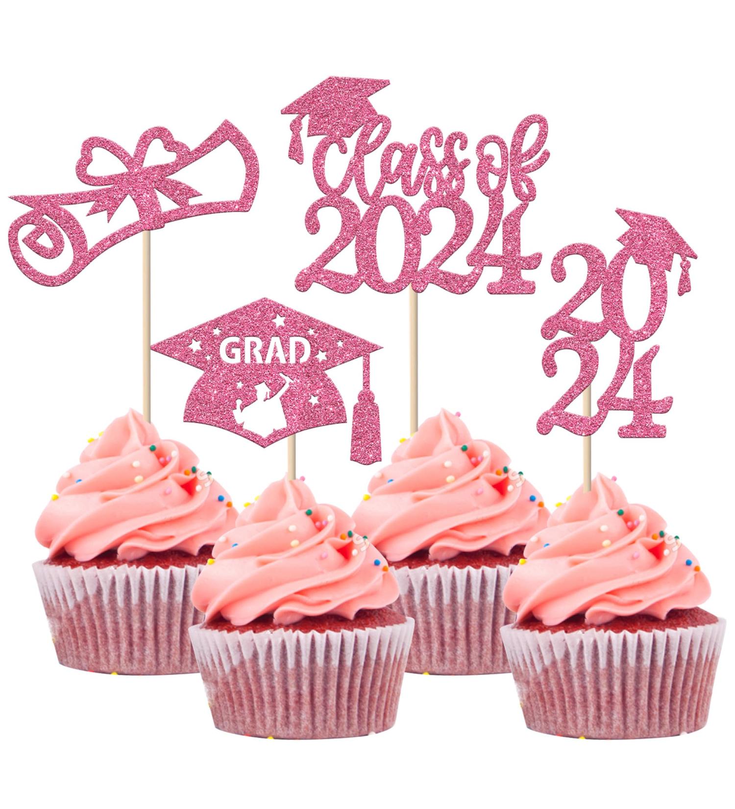 Rsstarxi 36 Pack Class of 2024 Graduation Cupcake Toppers 2024 Graduation Food Appetizer Picks 2024 Grad Cap Done Diploma Cupcake Picks for 2024 Graduation Theme Party Cake Decorations Pink - Buy Online on SooperMarket.com
