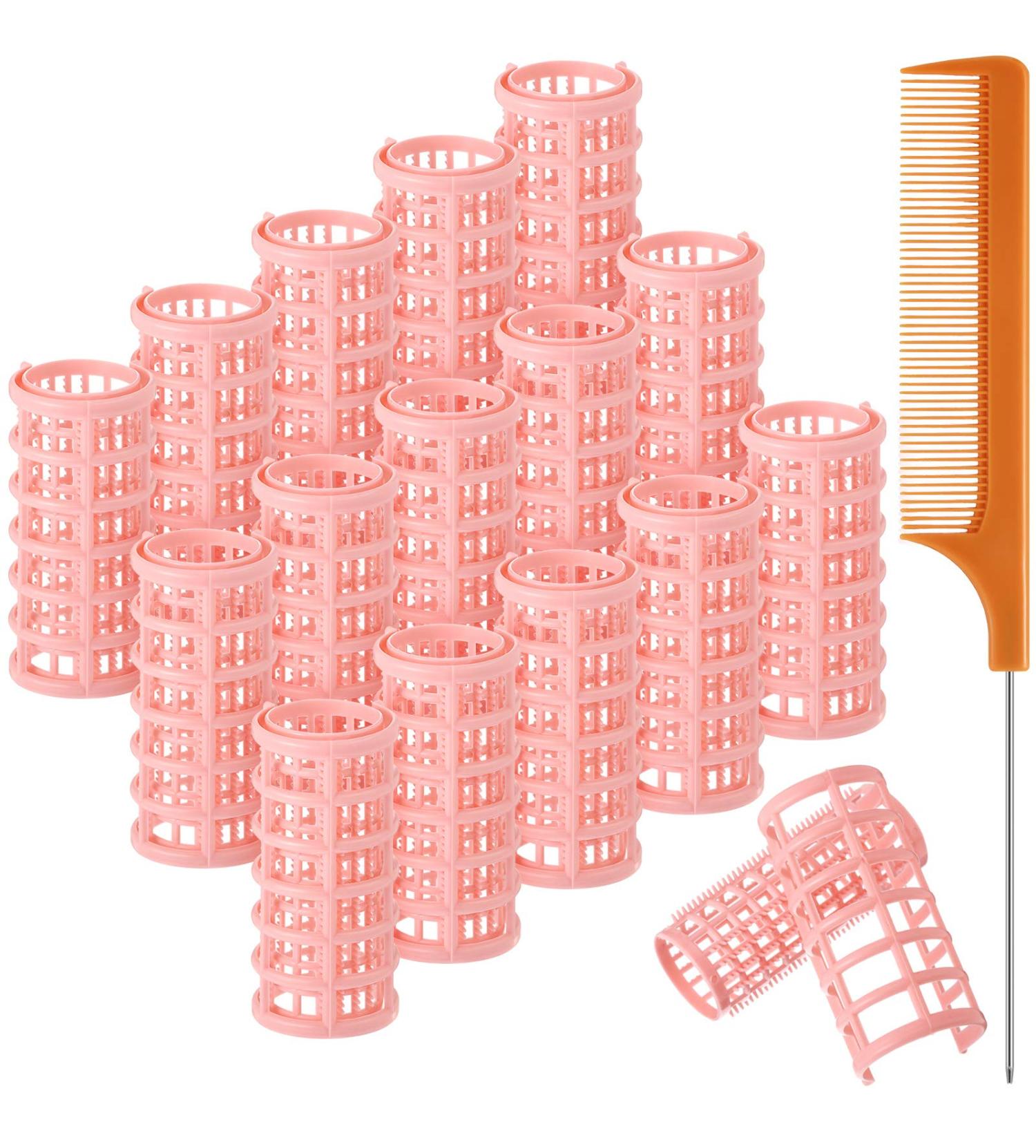 16 Pieces Hair Roller Curlers 1.18 Inch Plastic Hair Curlers with Steel Pintail Comb - Hairdressing Styling for Short and Long Hair - Buy Online on SooperMarket.com