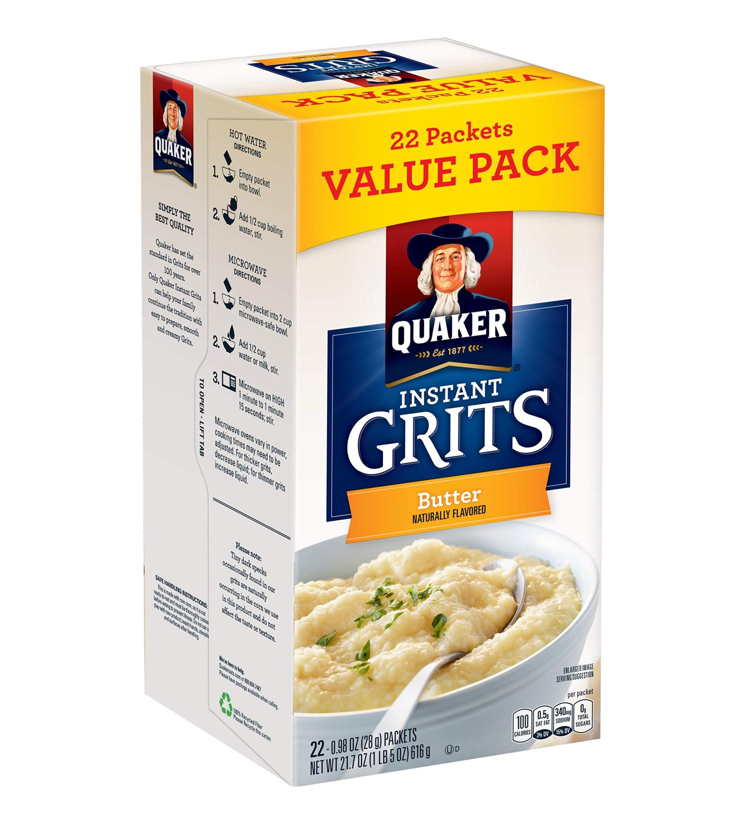 Quaker Instant Grits Butter Flavor Value Pack - 22 Packets - Buy Online on SooperMarket.com