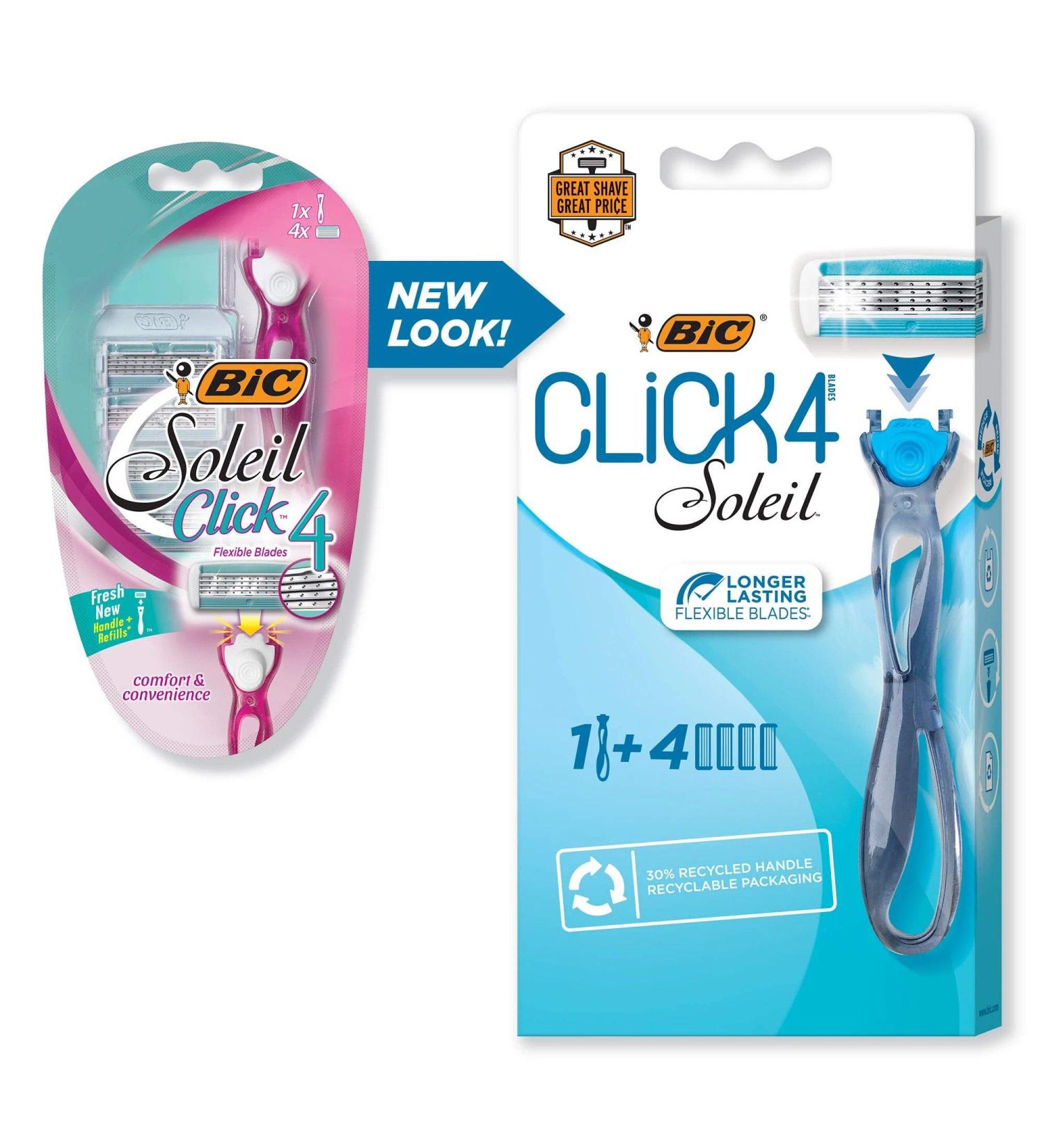 BIC Soleil Bella Click Women's 4-Blade Disposable Razor - 1 Handle & 4 Cartridges - Buy Online on SooperMarket.com