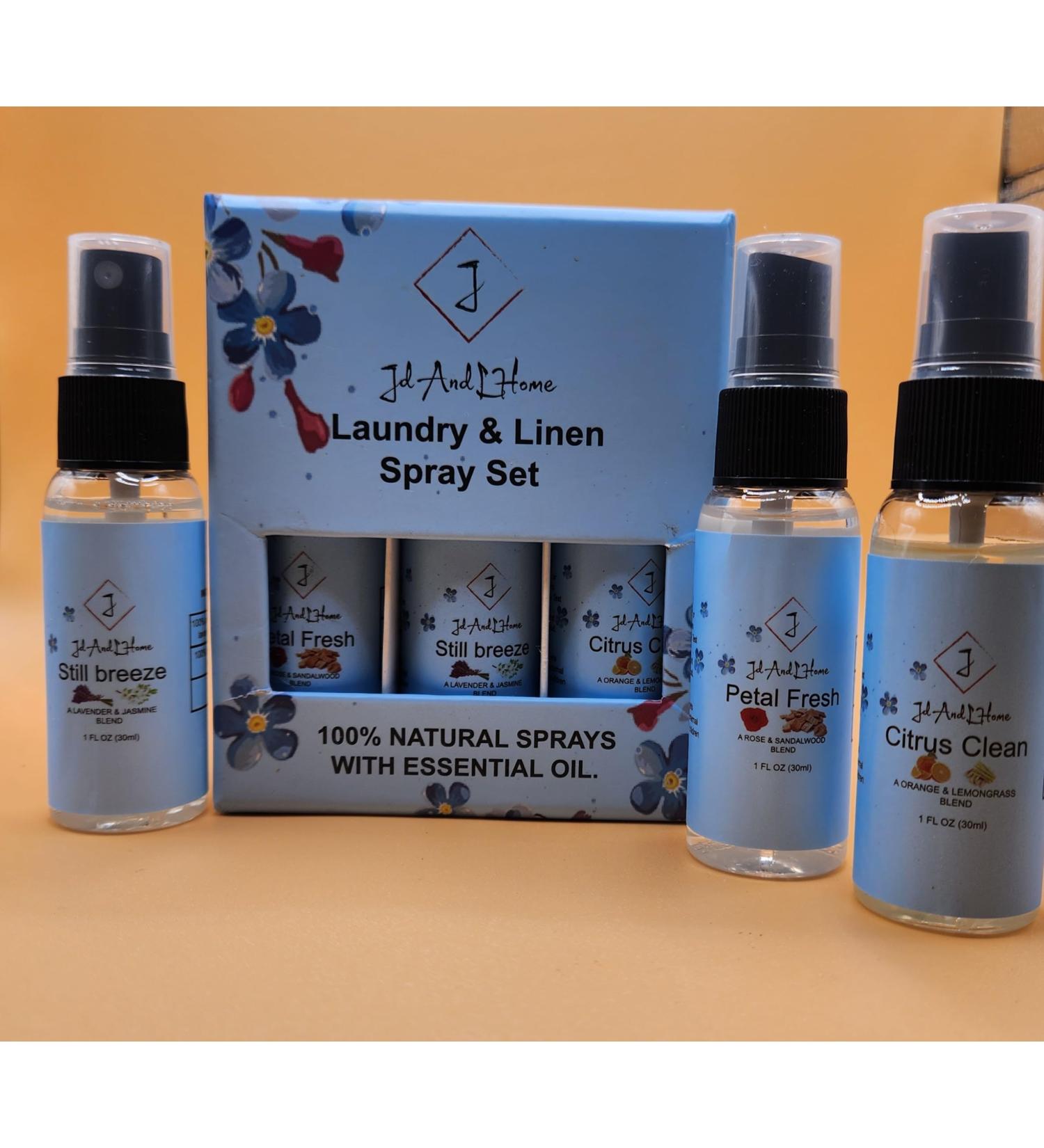 New Laundry and Linen Spray Set - 100% Pure Essential Oils | Freshen Fabrics & Linens | Eco-Friendly with Wool Dryer Balls | Petel Fresh Still Breeze Citrus Clean - Buy Online on SooperMarket.com