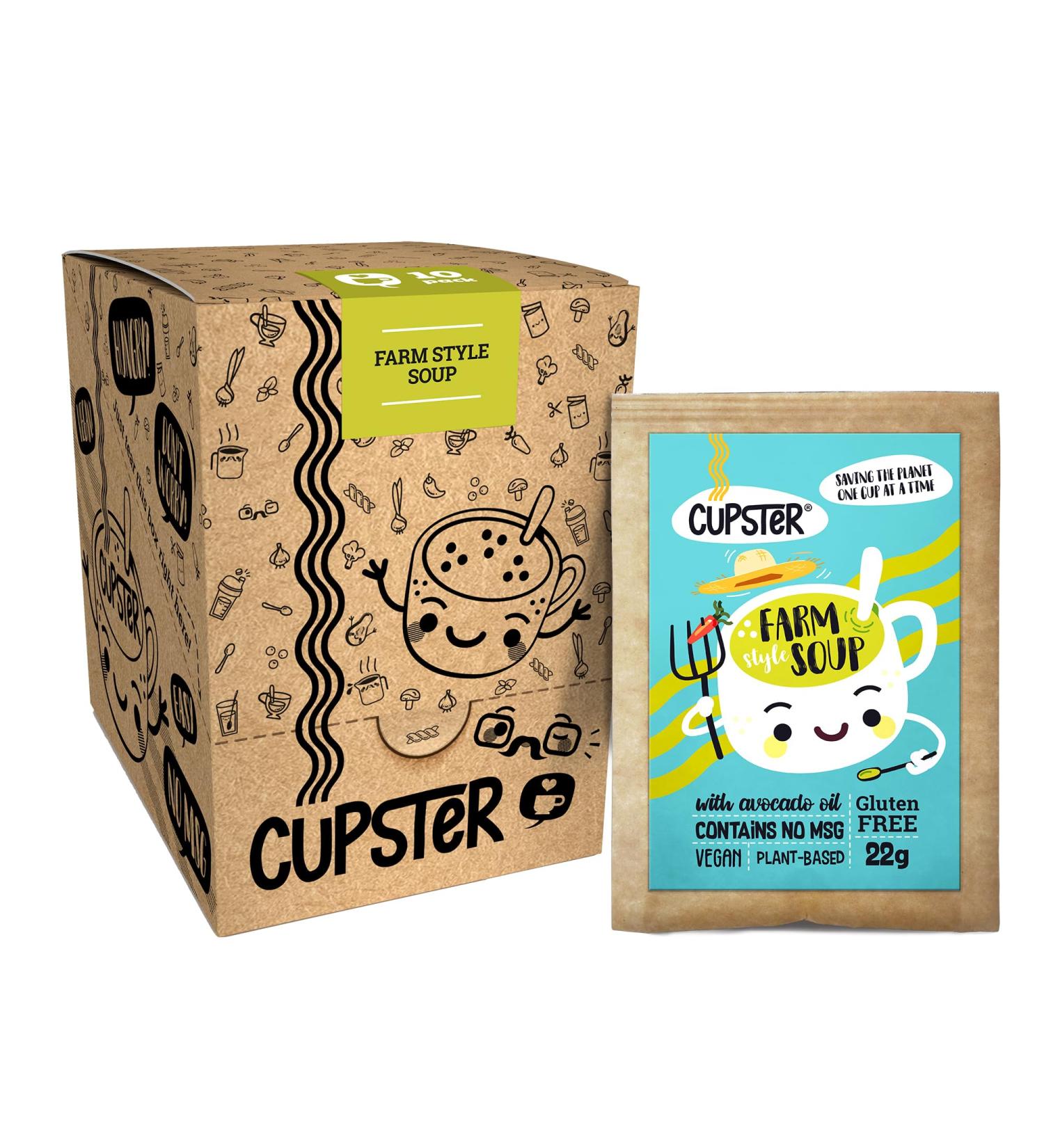 Mill & Folks Cupster Instant Farm Style Soup 10pack (10x22g) | Vegan & Gluten-Free - Buy Online on SooperMarket.com