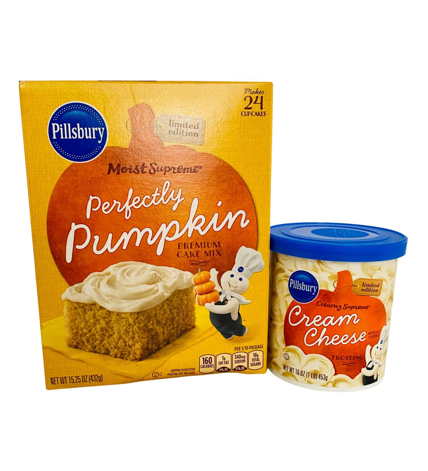 Pillsbury Perfectly Pumpkin Cake Mix (15.25oz) with Cream Cheese Frosting - 2-in-1 Bundle - Buy Online on SooperMarket.com