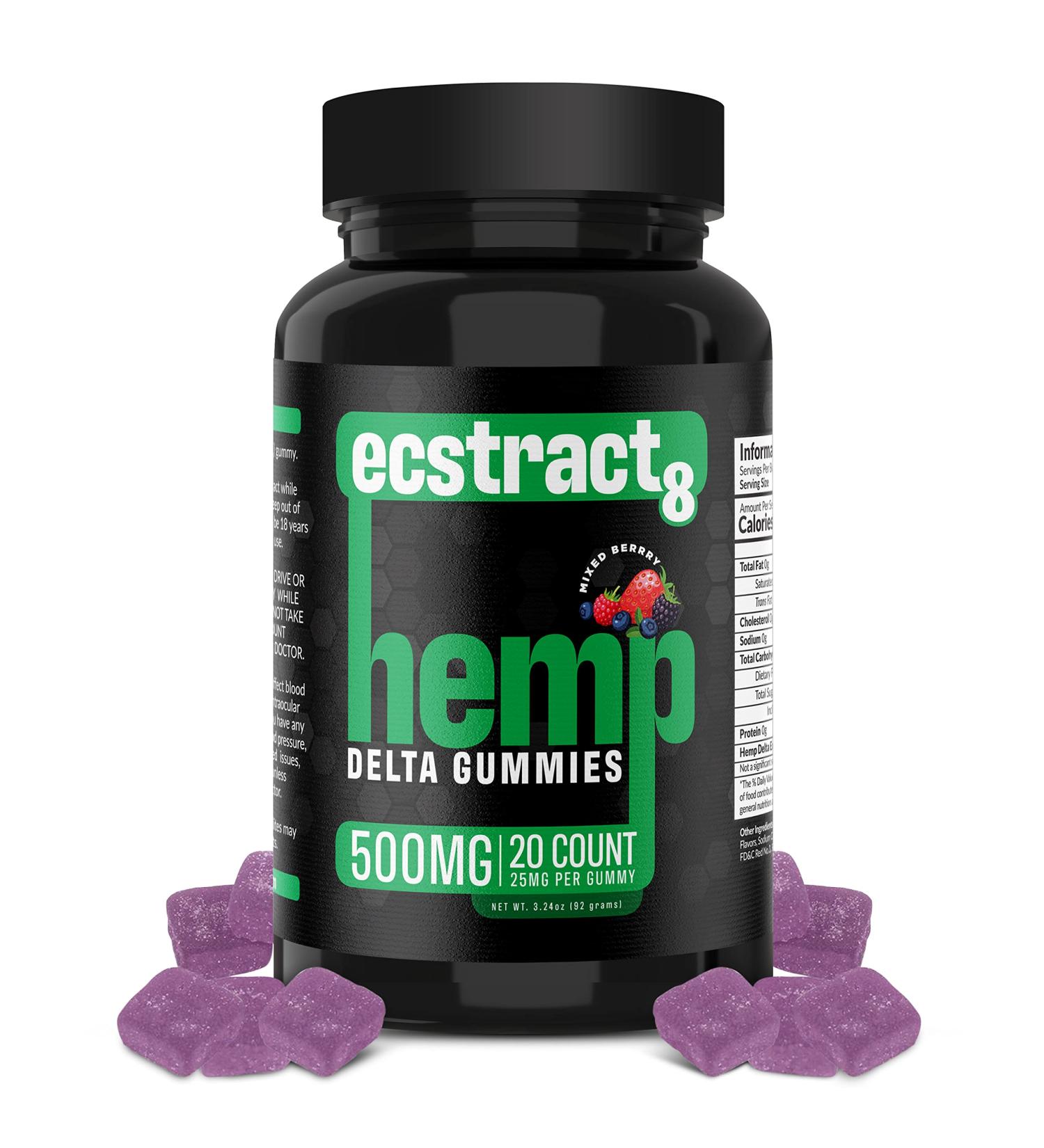 Hemp Gummies Delta Premium 500mg High Potency - 25 Fruity Gummies for Stress Relief, Inflammation, Pain, and Restful Sleep - Buy Online on SooperMarket.com
