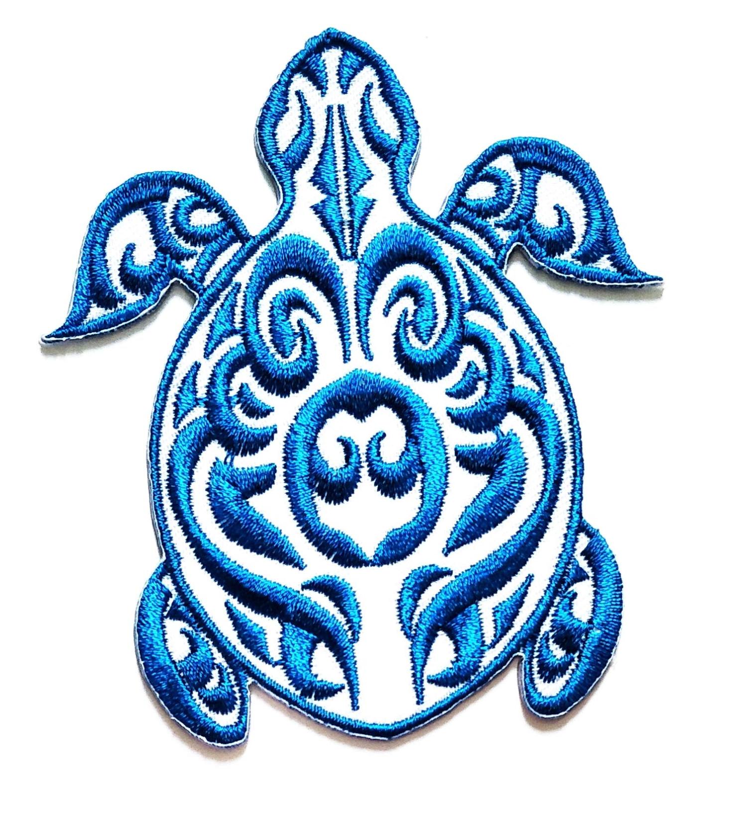 Nipitshop Patches White Blue Turtle sea Animal Fantasy Cartoon Kids Patch Embroidered Iron On Patch for Clothes Backpacks T-Shirt Jeans Skirt Vests Scarf Hat Bag