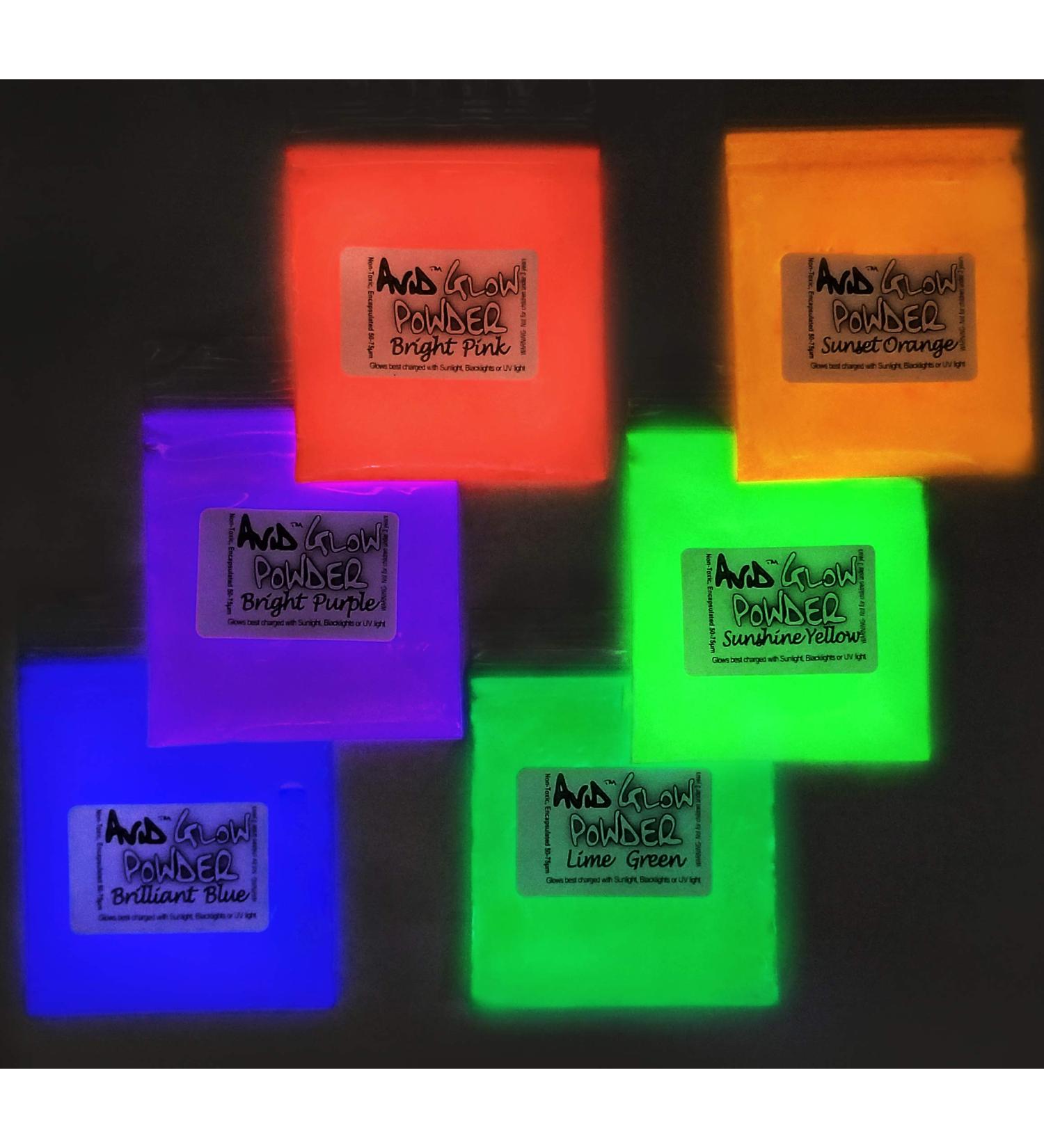 Glow Powder Pigment Variety - 6 Colors Fluorescent Pack for Resin, Slime, Nail Polish - 3.2oz/90g Total | Glow in The Dark Pigment Powder - Strontium Aluminate 6 Pack - Buy Online on SooperMarket.com