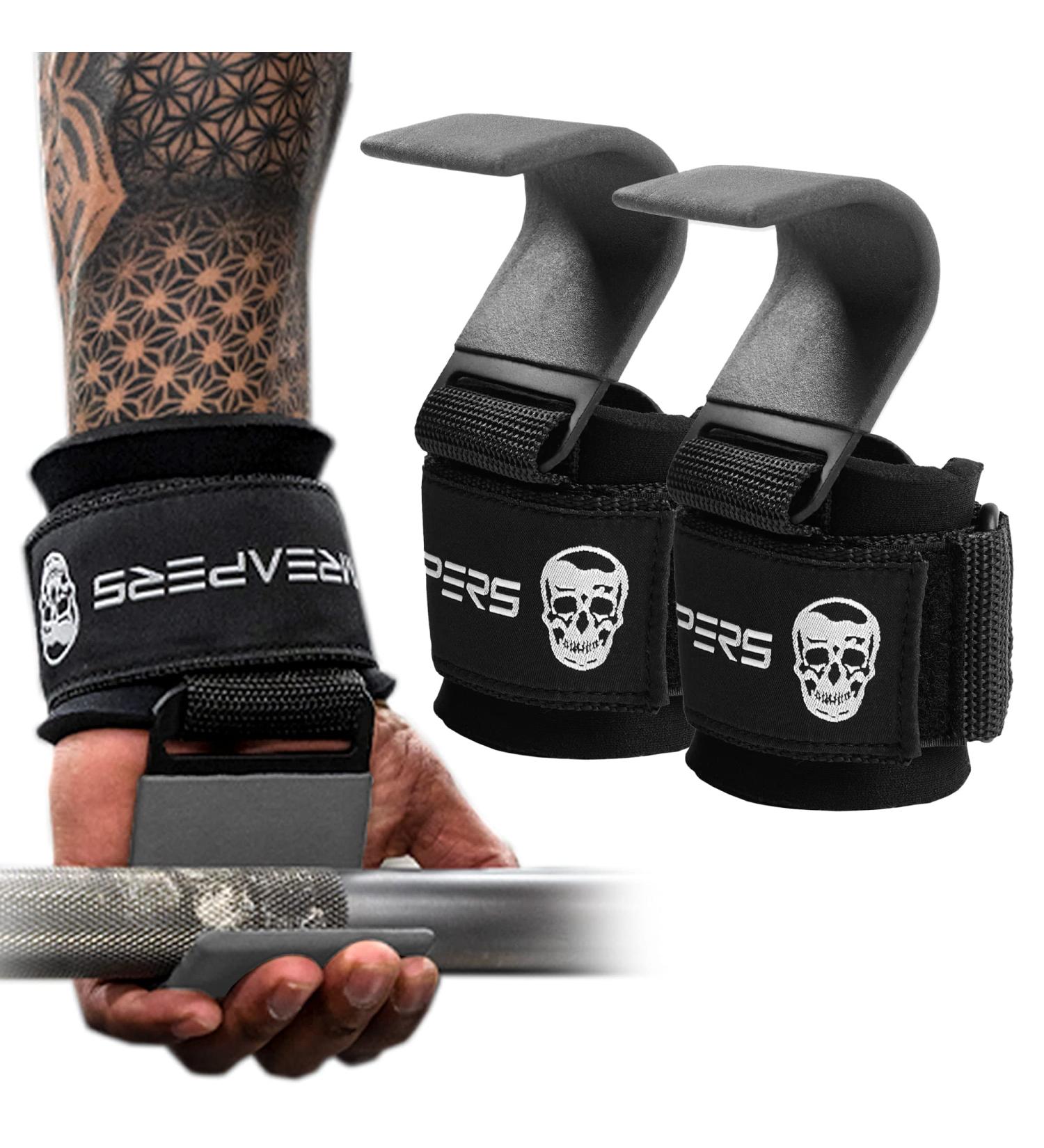 Gymreapers Weight Lifting Hooks - Heavy Duty Power Wrist Straps for Deadlifts, Pull Ups, Shrugs - Men and Women Gym Gloves (Gray) - Buy Online on SooperMarket.com