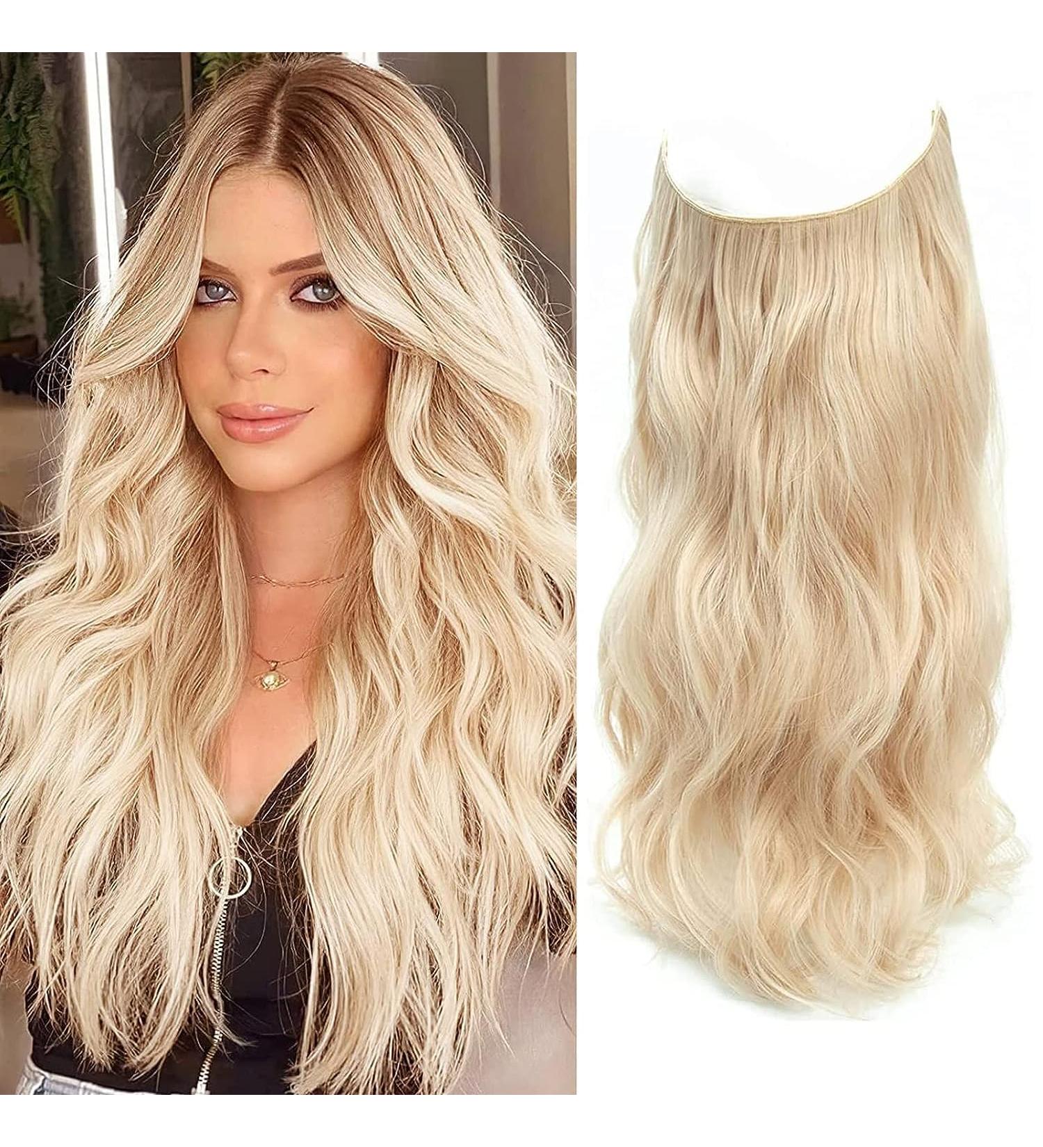 Secret Hair Extensions 12 Inch Bleach Blonde Invisible Wire Synthetic Hair Pieces for Women - Natural Wavy Hair Extension - Buy Online on SooperMarket.com