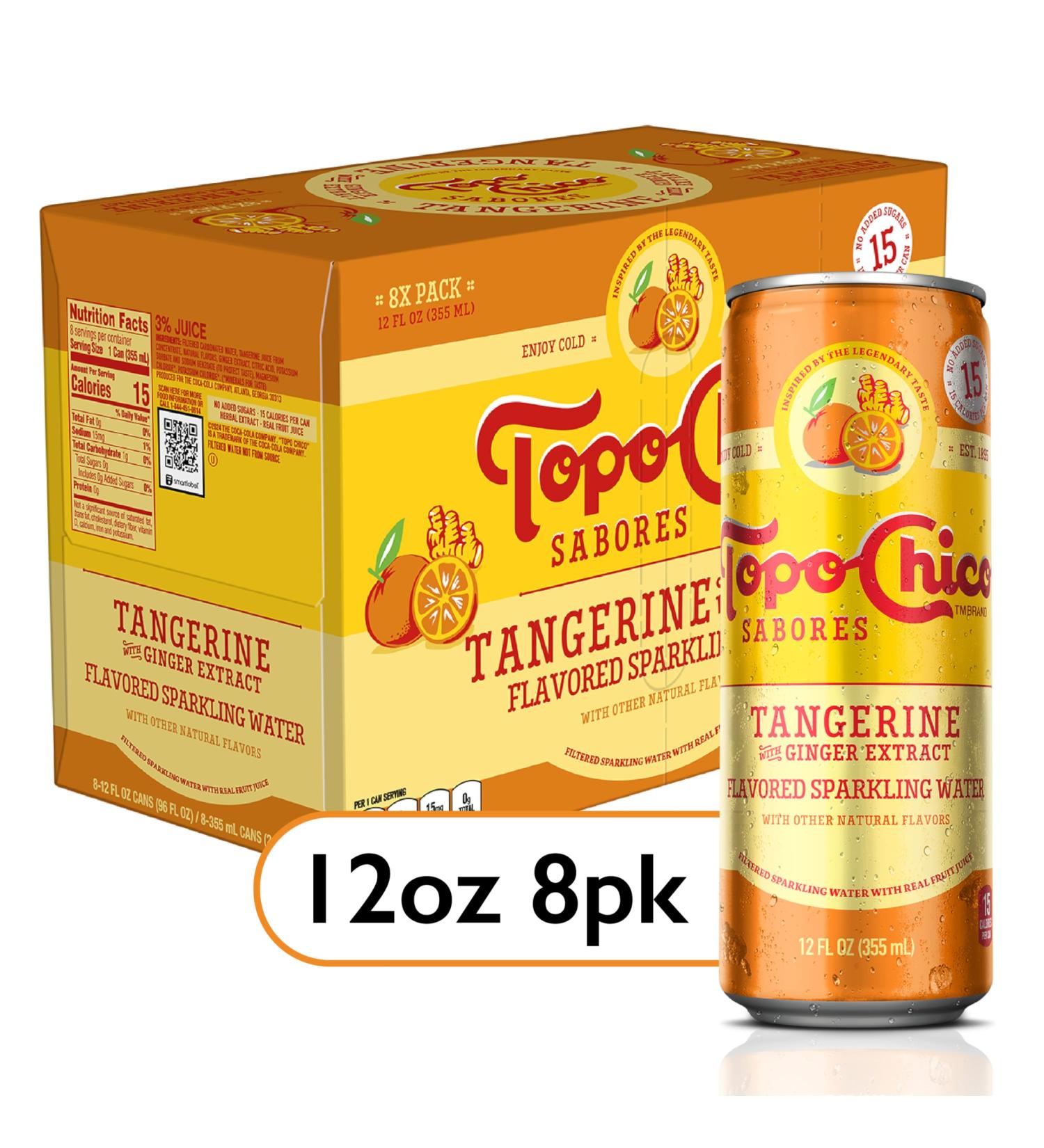 Buy Topo Chico Tangerine with Ginger Extract 12oz 8pk - Refreshing Sparkling Water | International Shipping Available - Buy Online on SooperMarket.com