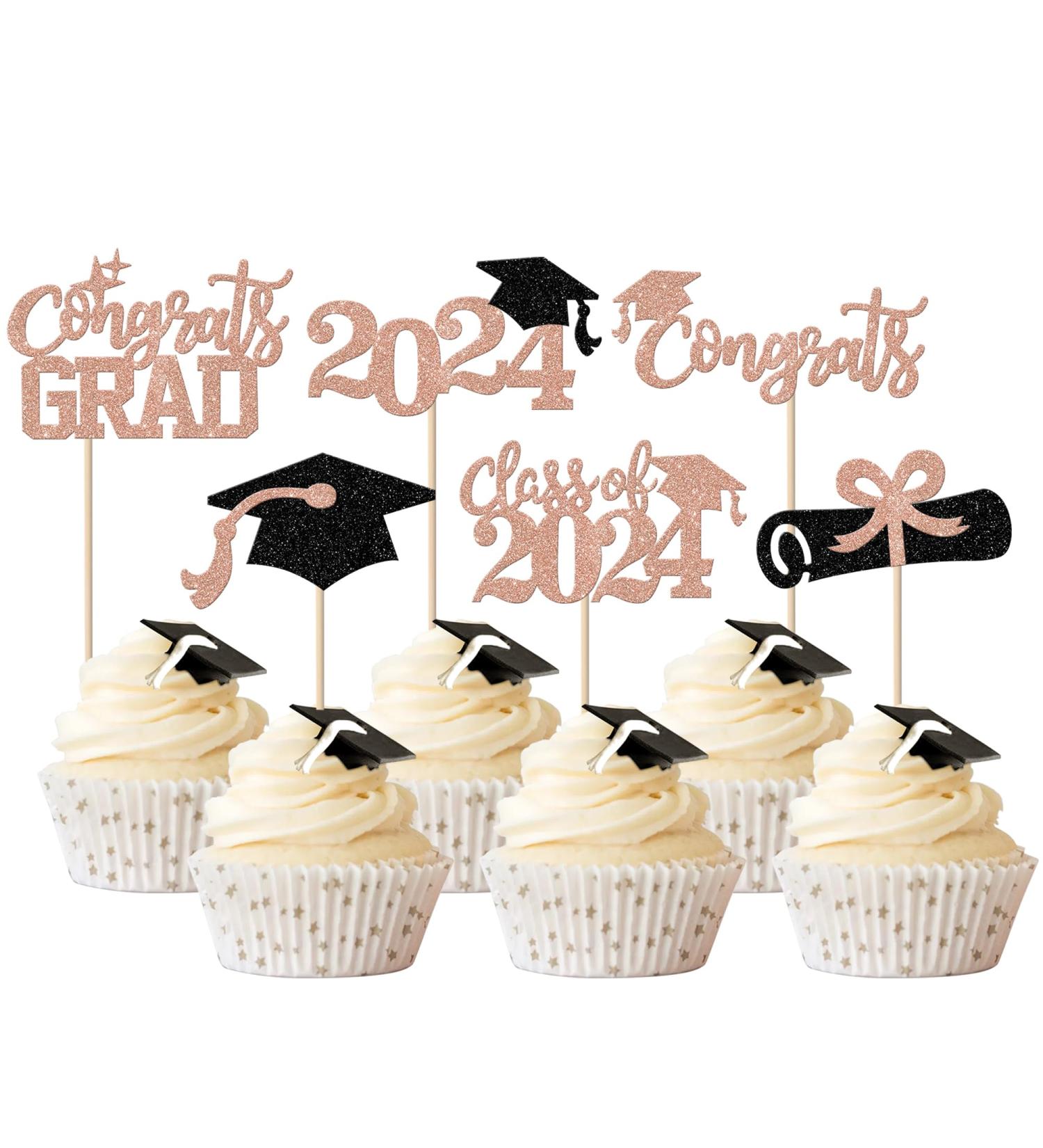Rsstarxi 24 Pack Class of 2024 Cupcake Toppers 2024 Graduation Congrats Grad Diploma Cap Cupcake Picks Decors for So Proud of You 2024 Graduation Theme Party Cake Decorations Rose Gold - Buy Online on SooperMarket.com