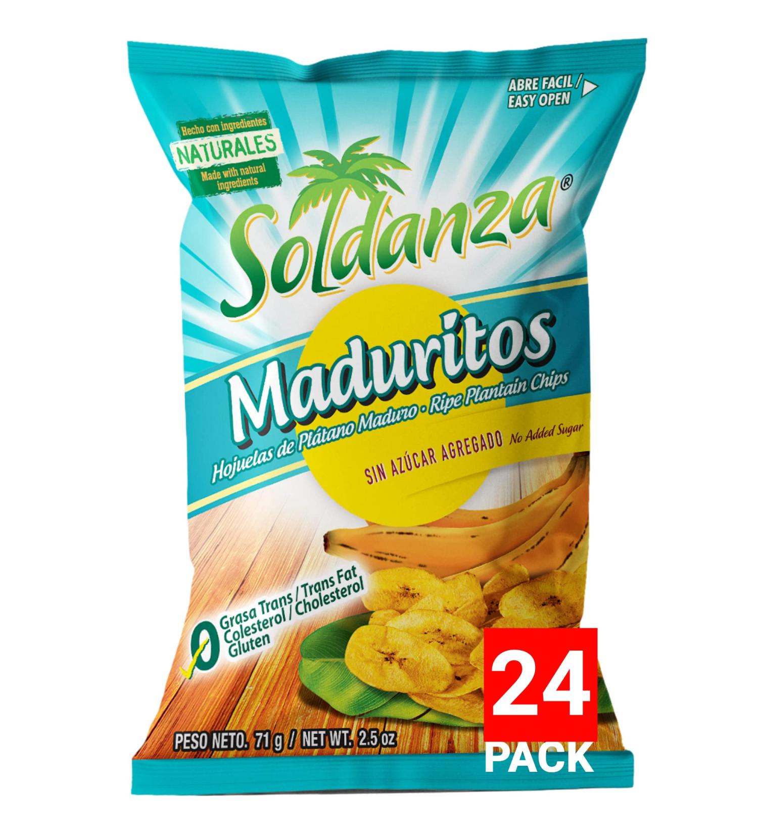 Soldanza Maduritos Plantain Chips Ripe 2.5 oz (Pack of 24) - Delicious Snack Choice - Buy Online on SooperMarket.com