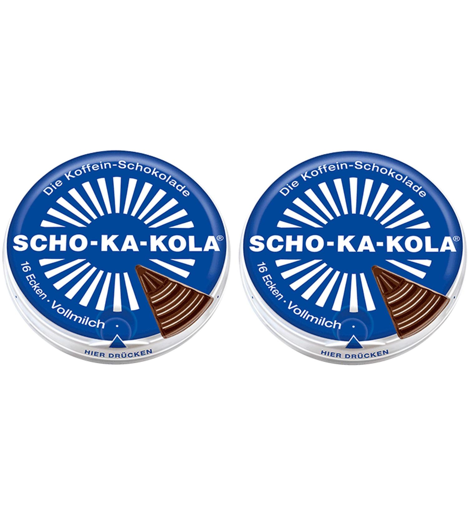 Milk Chocolate SCHO-KA-KOLA with Natural Caffeine from Cocoa Cola-Nut-Powder and Coffee 2 tins x 100 g / Germany - Buy Online on SooperMarket.com
