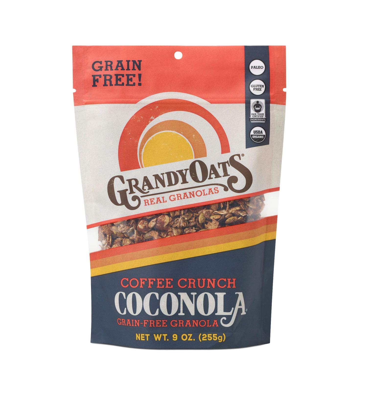 GrandyOats Coconola Gluten Free Granola - Organic, Non-GMO, Paleo, Low Carb & Sugar (Coffee Crunch, 1 Pack) - Buy Online on SooperMarket.com