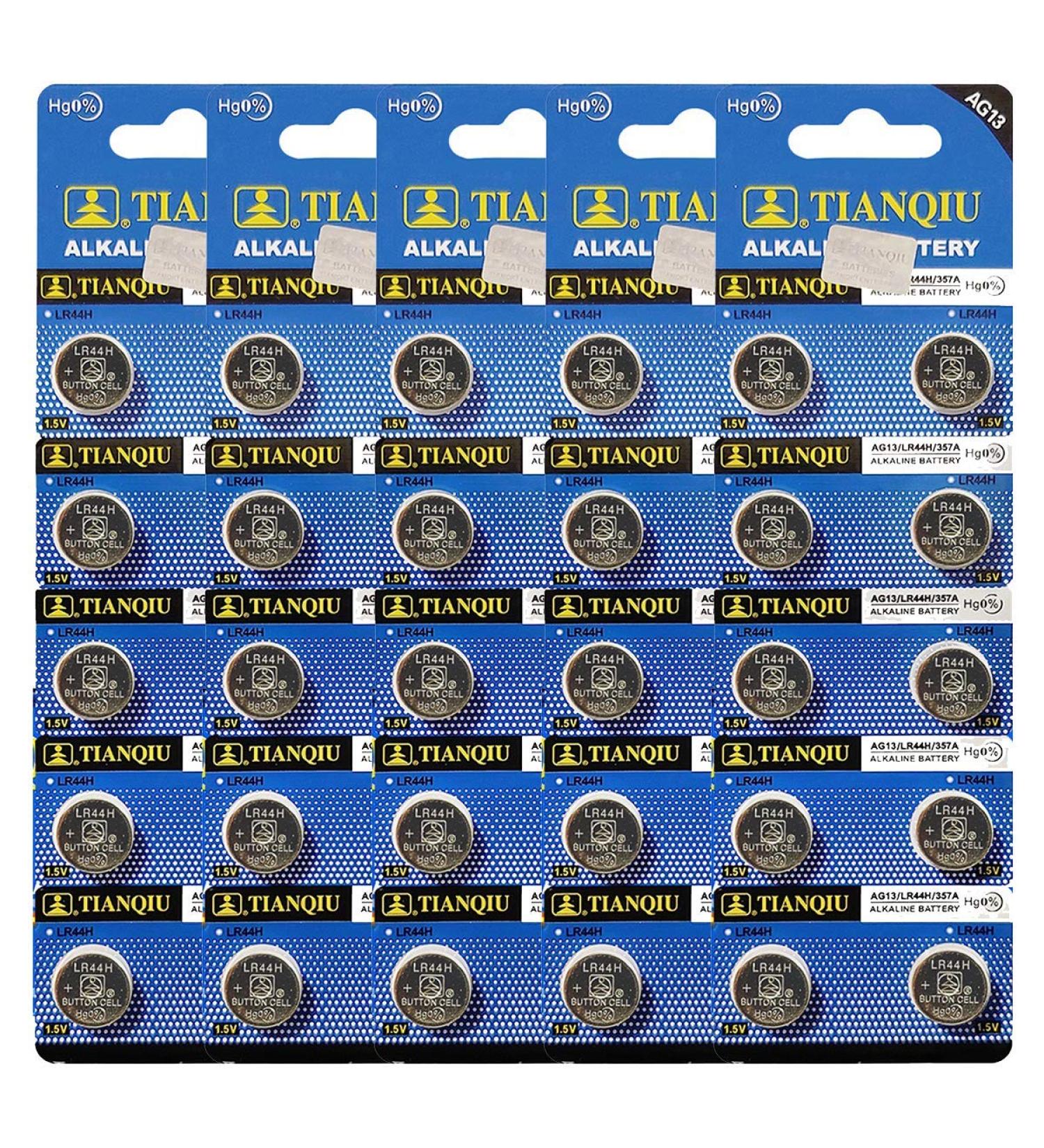 TIANQIU 50 Pack 357 Alkaline Watch Batteries LR44 AG13 SR44W - Long-Lasting & Reliable Power for Your Timepieces - Buy Online on SooperMarket.com