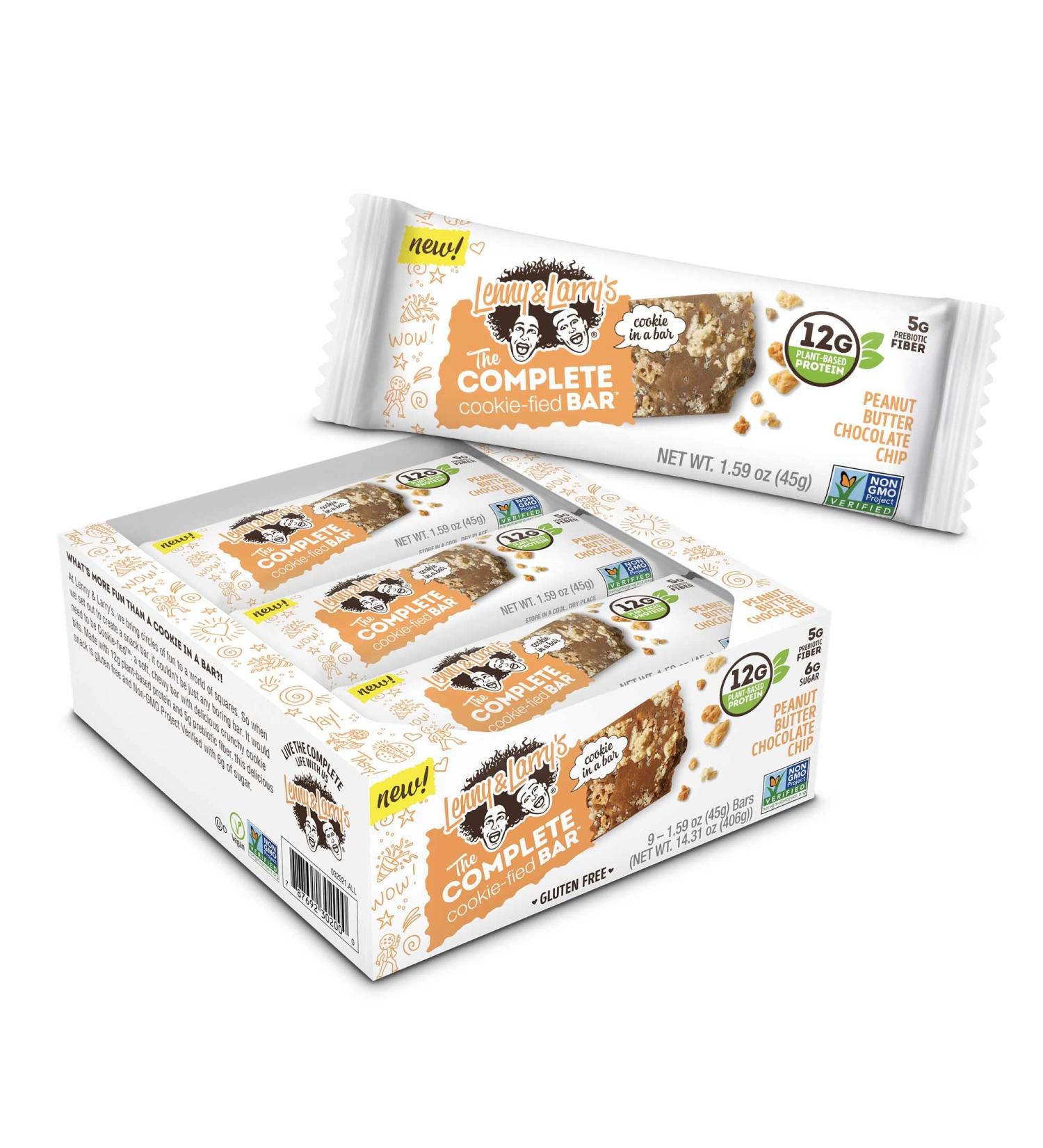 Lenny & Larry's Complete Cookie-fied Bar â€“ Peanut Butter Chocolate Chip (9 Bars, 1.59 oz each) | High Protein Snack - Buy Online on SooperMarket.com