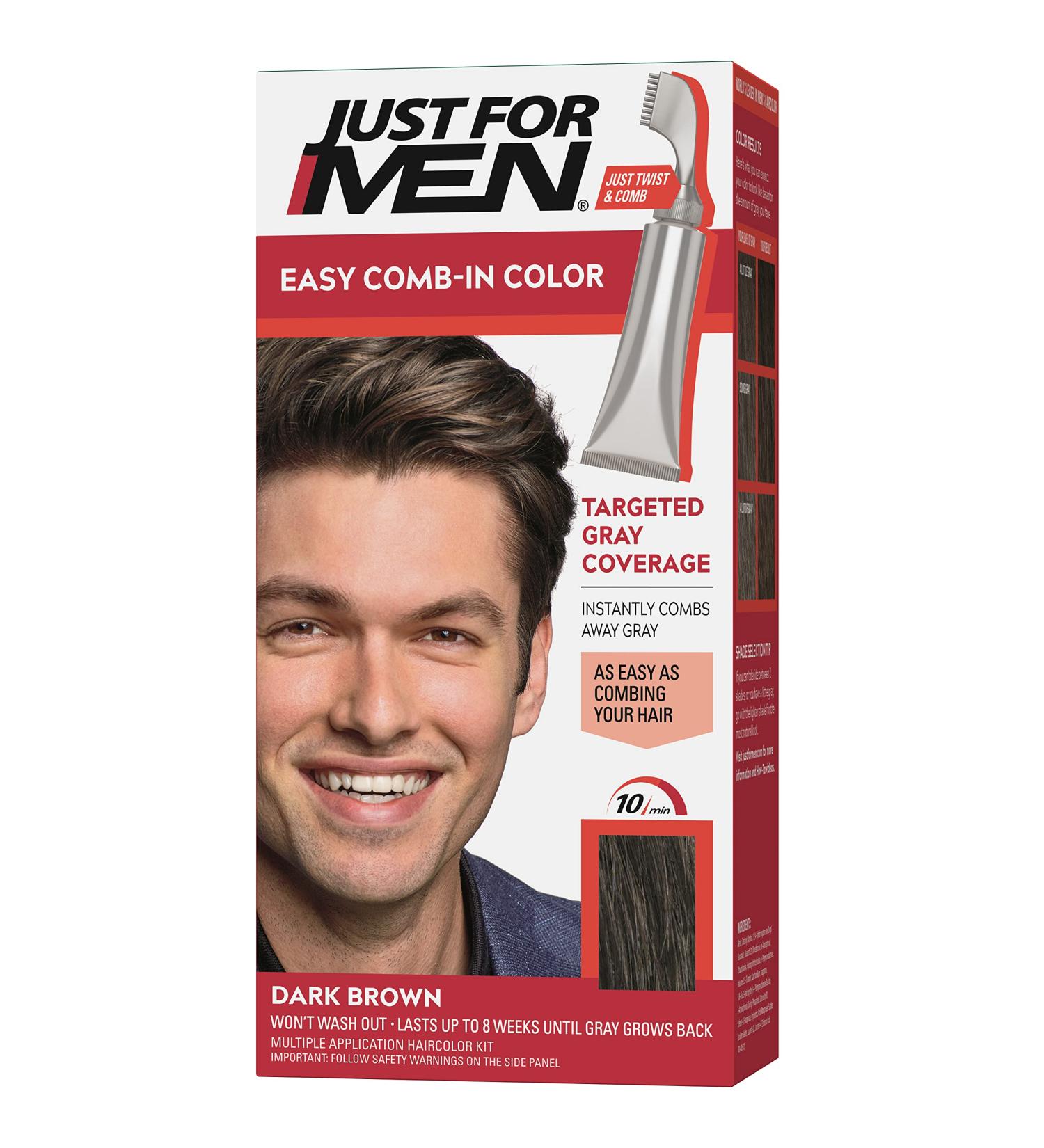 Just For Men Easy Comb-In Color - Dark Brown Hair Coloring for Men | A-45 Pack of 1 - Buy Online on SooperMarket.com