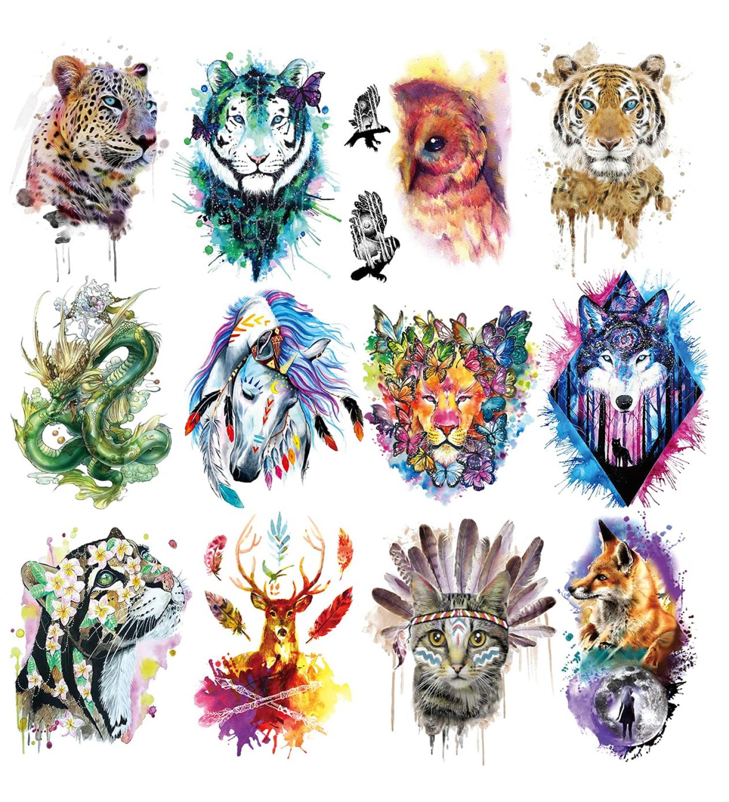 Oottati 12 Large Temporary Tattoos - Watercolor Flower Arm Design for Men and Women - Buy Online on SooperMarket.com