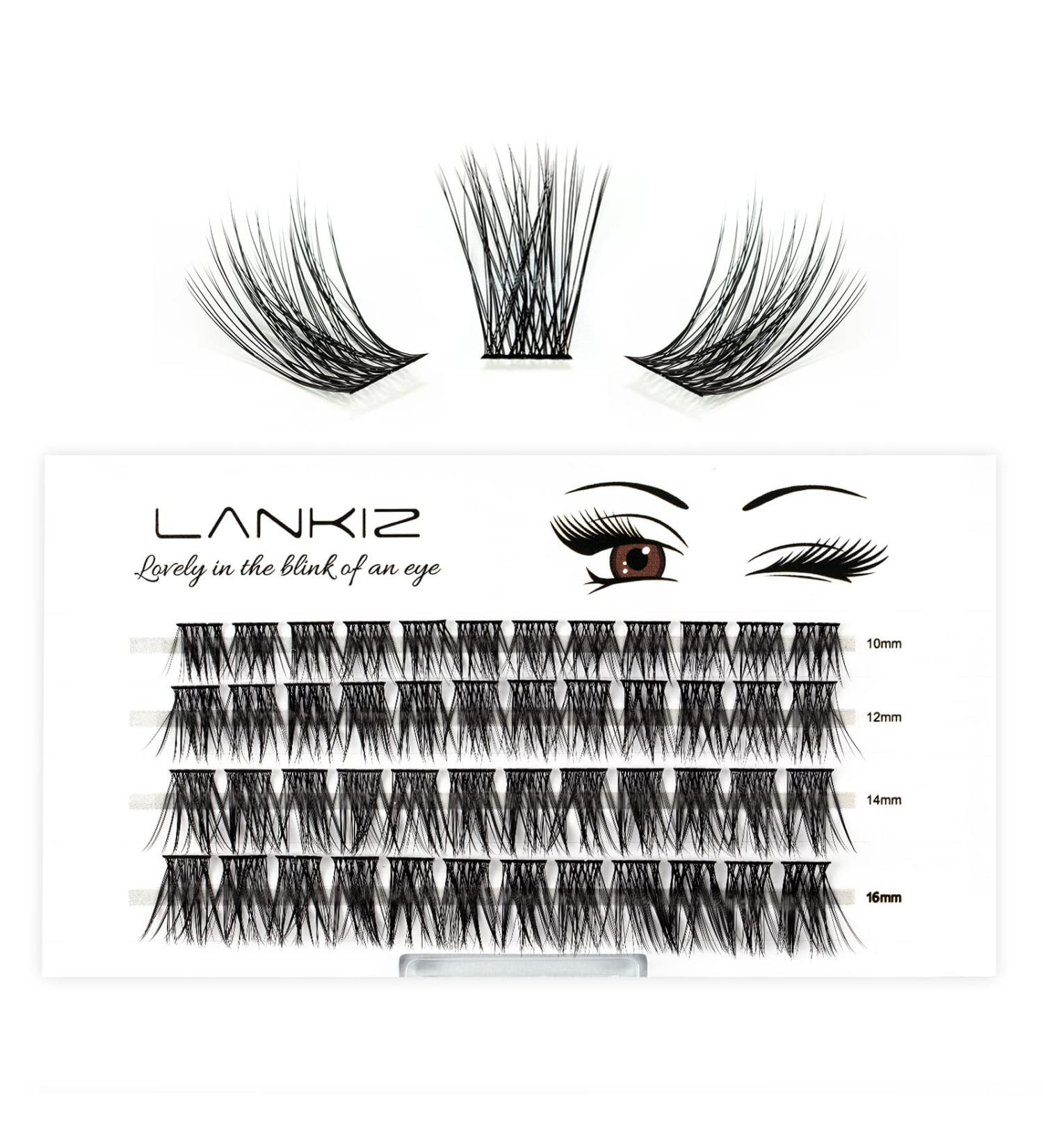 LANKIZ 48 Pcs DIY Eyelash Extension Kit - Soft & Lightweight Individual Lash Extensions 10-16mm Mix - Wide Band Cluster Lashes for Home Use - Buy Online on SooperMarket.com