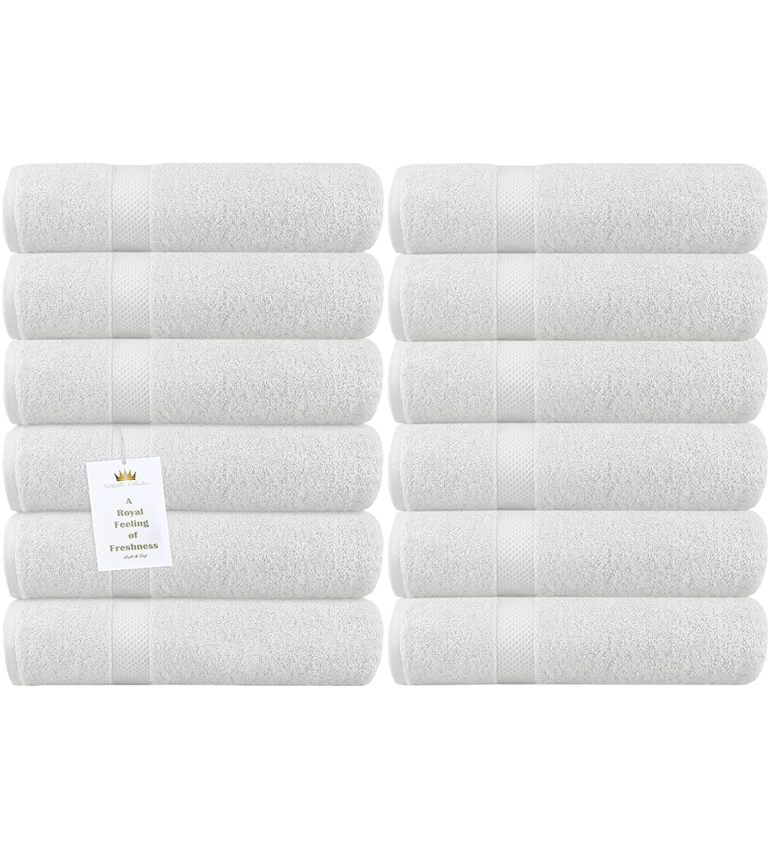 Royalz Collection 12-Pack White Washcloths 550 GSM 100% Cotton - Highly Absorbent Face Towel - 13x13 inches - Set of 12 Pieces - Buy Online on SooperMarket.com