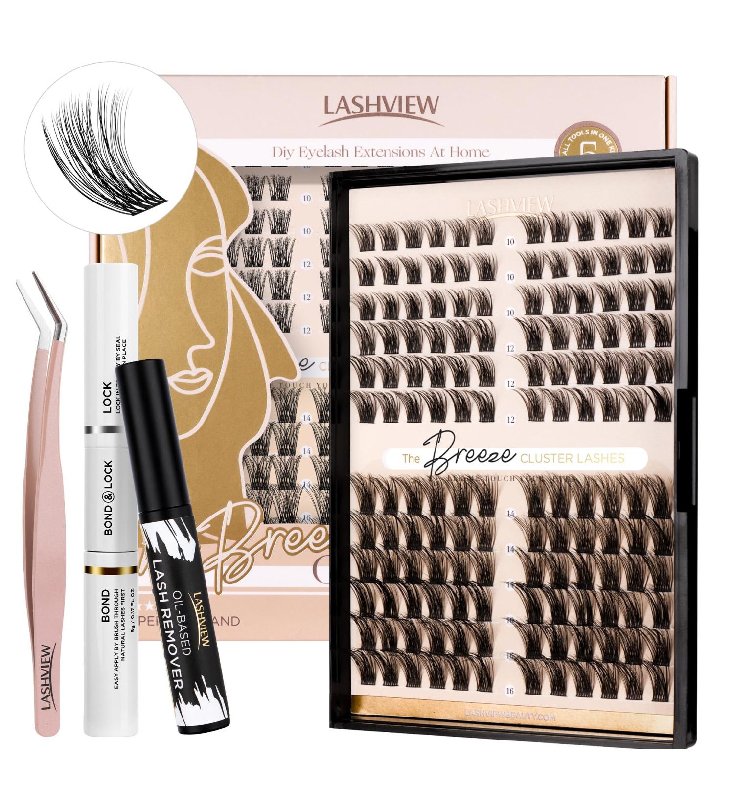 Shop LASHVIEW DIY Lash Extension Kit - 144 Pcs Waterproof Cluster Lashes with Bond & Seal Mascara Brush & Glue Remover for Stunning At-Home Extensions - Buy Online on SooperMarket.com