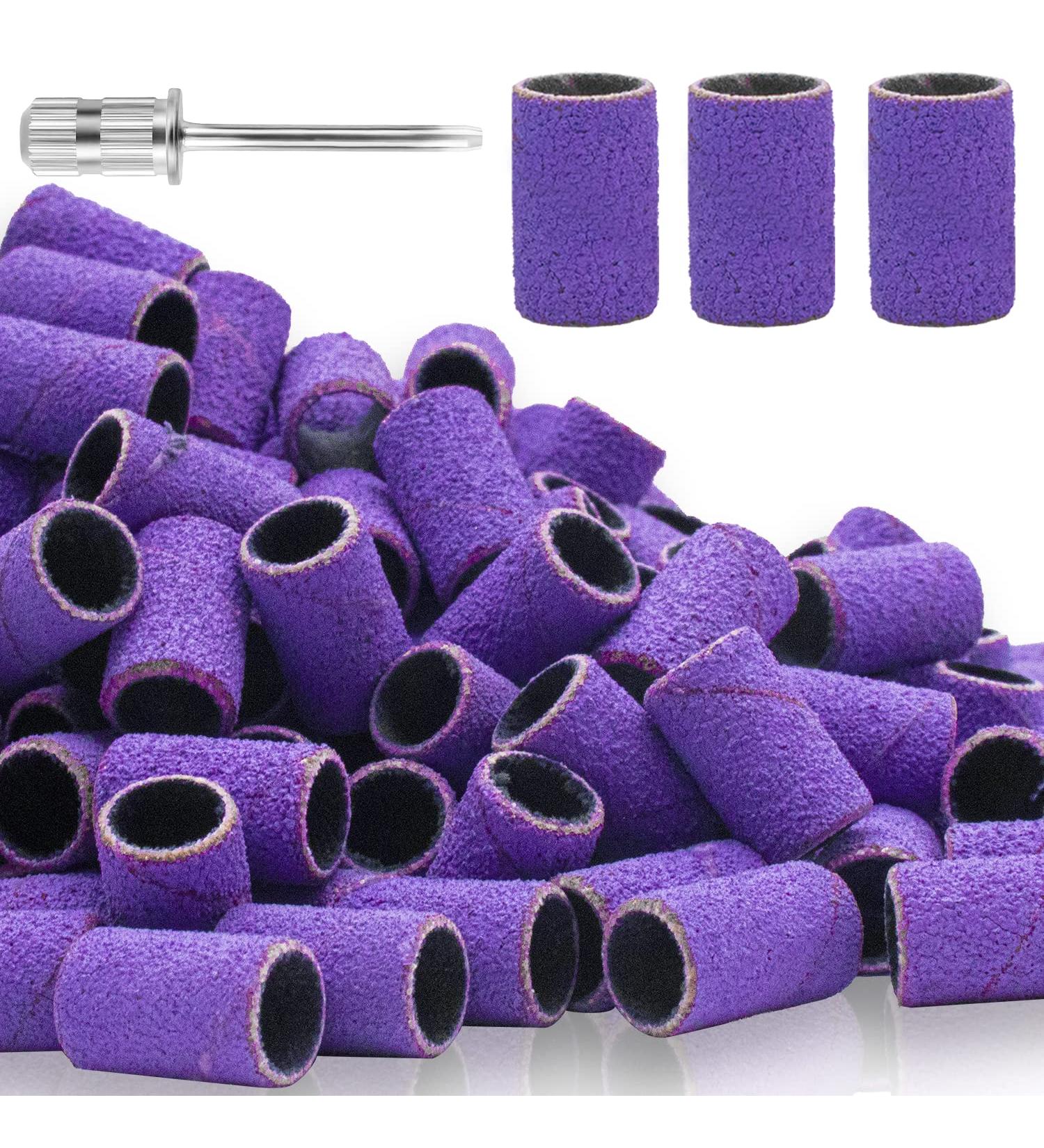 100Pcs Medium Grit Sanding Bands for Nail Drill - 150 Grit Professional Nail Sanding Band Set with 3/32 Nail Drill Bit for Acrylic Nails - Purple - Buy Online on SooperMarket.com