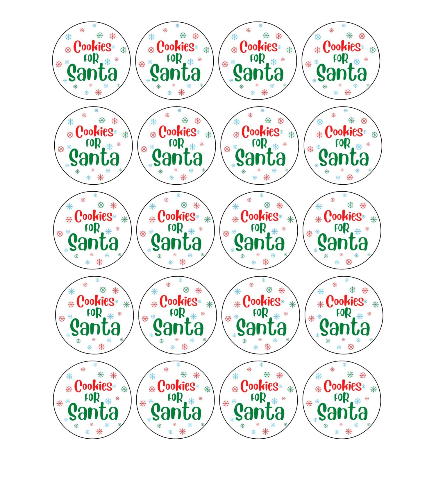 edible 20 x Christmas Santa Cookie cupcake toppers uncut 3 (wafer card)