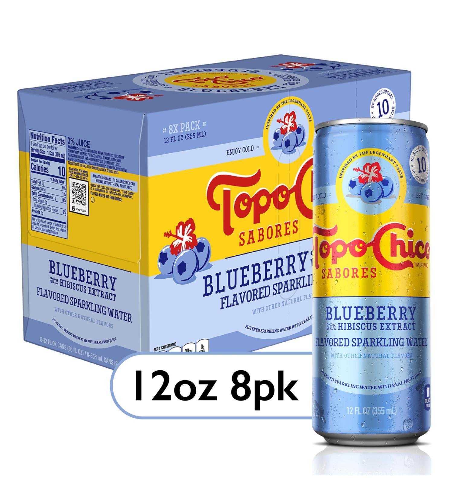 Topo Chico Blueberry Hibiscus Sparkling Water - 12oz 8pk - Refreshing Flavor International Shipping Available - Buy Online on SooperMarket.com