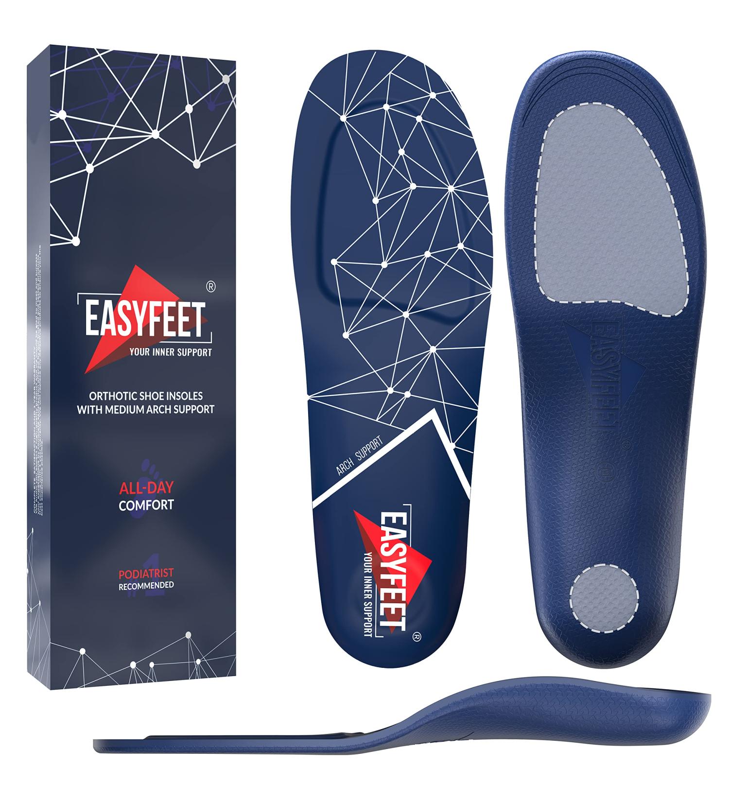 Orthotic Work Insoles | Anti-Fatigue Medium Arch Support | Plantar Fasciitis Relief | Blue Men 11-12.5/Women | Standing All Day Comfort - Buy Online on SooperMarket.com