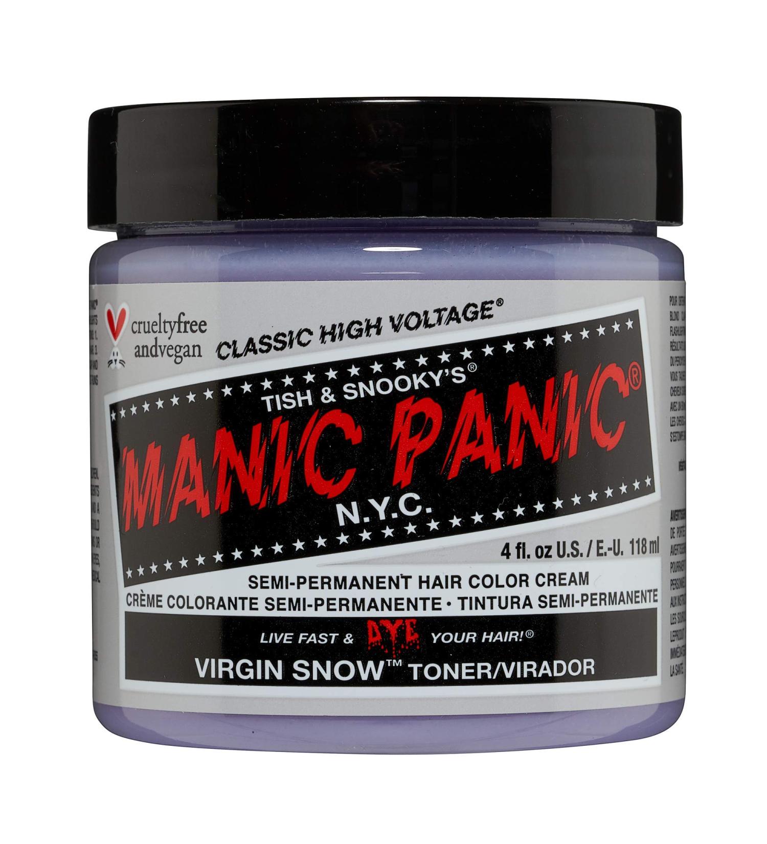 MANIC PANIC Virgin Snow Hair Toner - Semi Permanent Blue Toner for Blonde Hair - Vegan & Ammonia-Free - 4 Fl Oz - Buy Online on SooperMarket.com