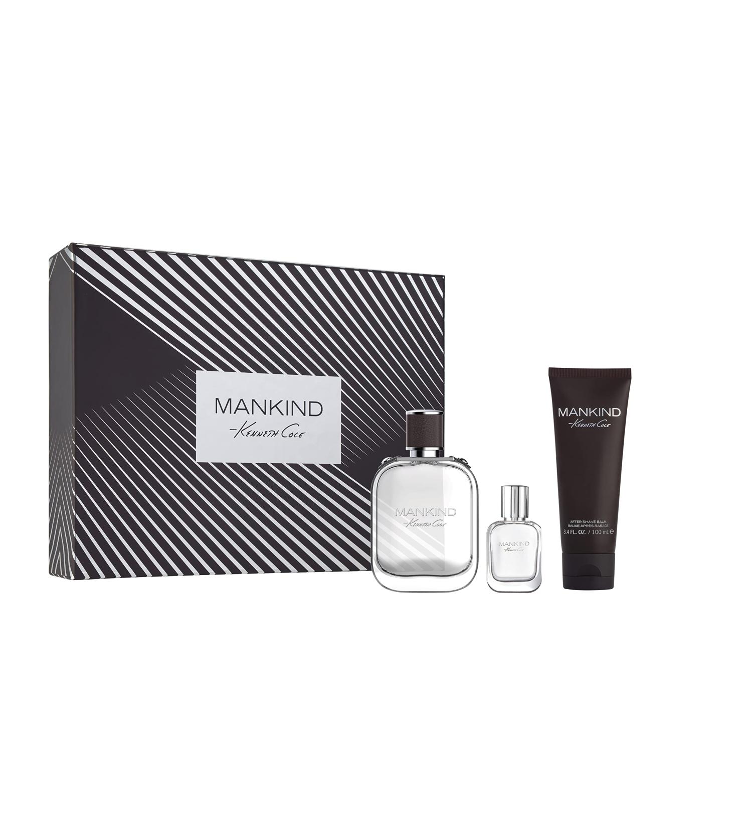 Kenneth Cole Mankind Eau de Toilette Spray Cologne for Men Aromatic Woody Fragrance Notes of Cardamom Cedarwood Sandalwood Oak Moss Modern + Masculine Scent 3 PC Gift Set - EDT + After Shave Balm