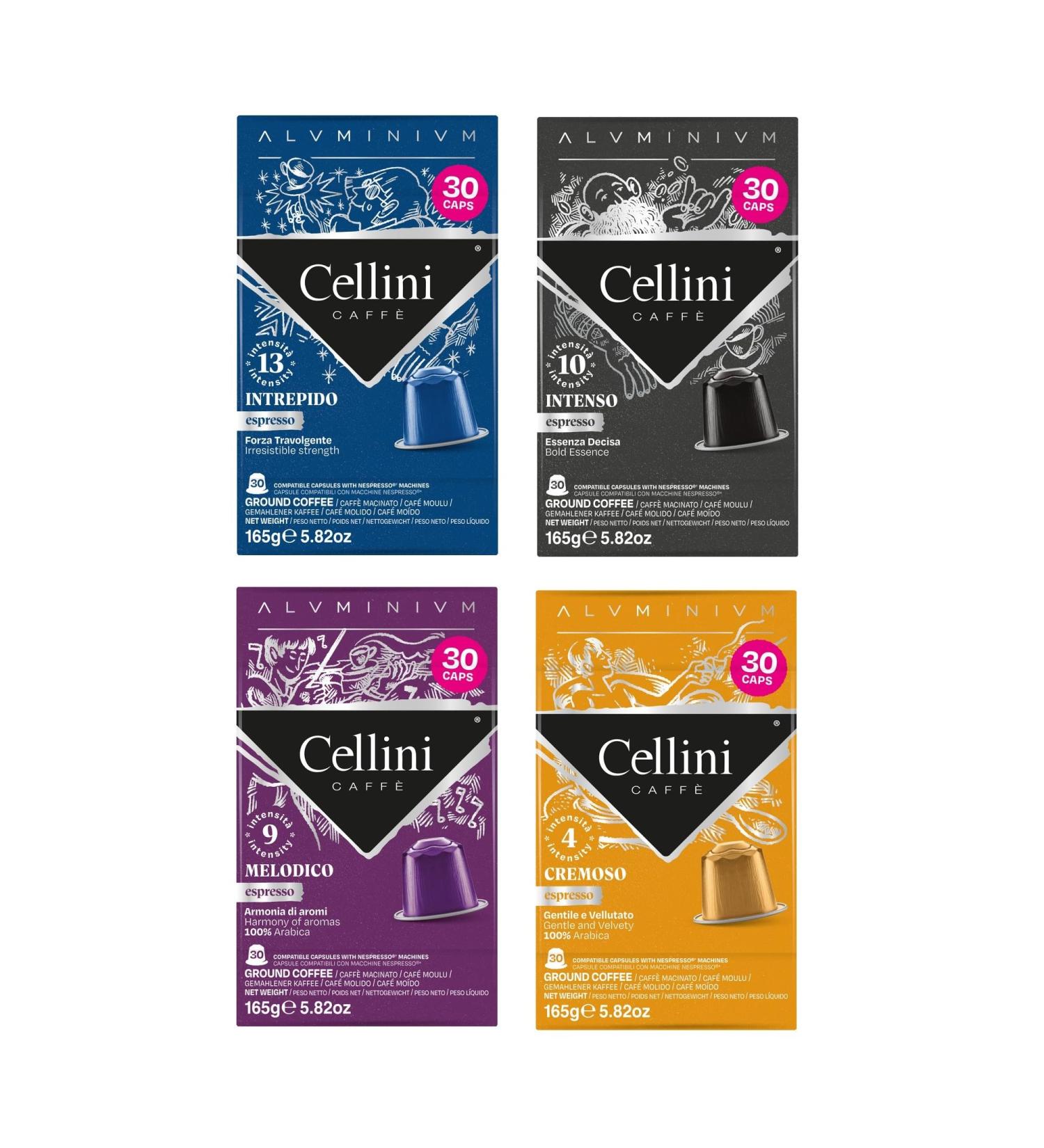 Cellini Aluminium Coffee Capsules Tasting Kit 120pcs | Nespresso Compatible Capsules - Buy Online on SooperMarket.com