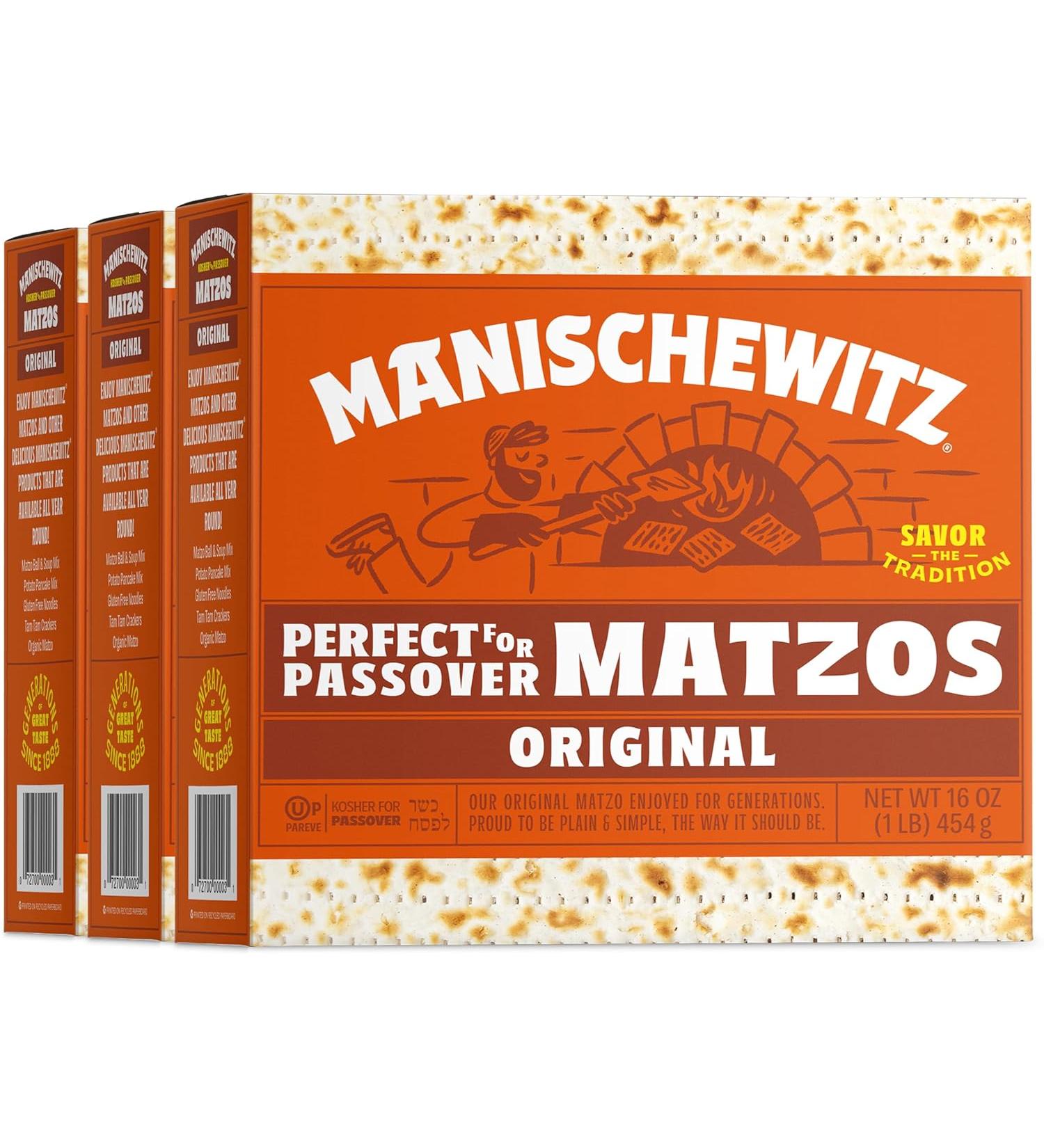 Manischewitz Kosher For Passover Matzo 3 LBS - 3 Boxes, 1 Pound Each - Buy Online on SooperMarket.com