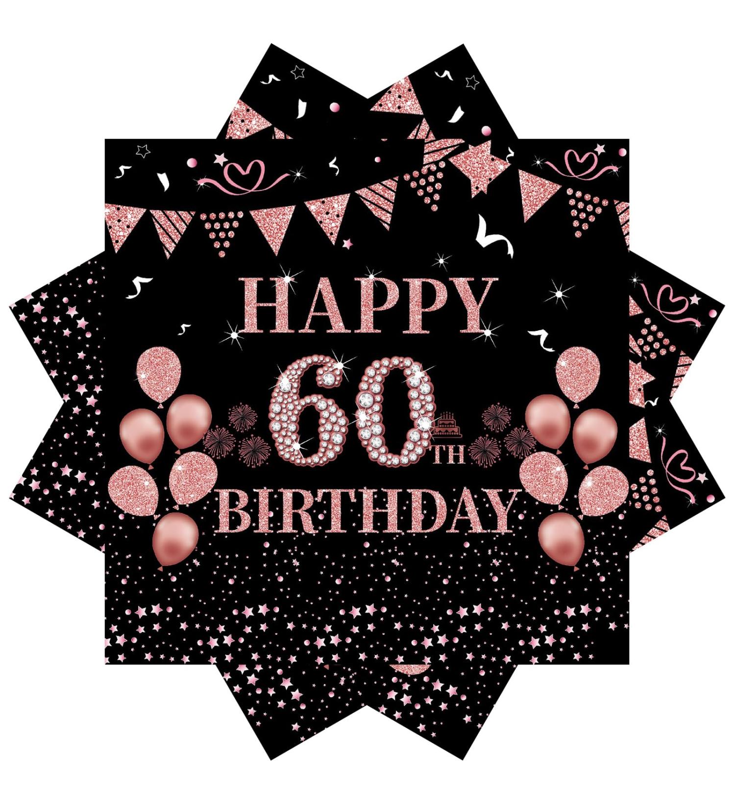 40 Ros gold Napkin Set for 60th Birthday | Stylish 33x33cm Paper Napkins for Men & Women | Perfect Party Decoration - Buy Online on SooperMarket.com