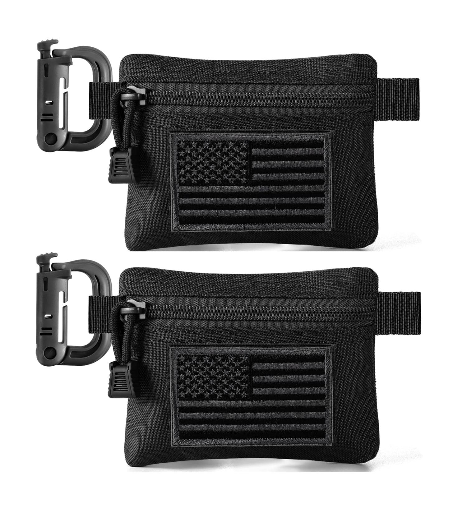 FRTKK Tactical Compact EDC Pouches - 2 Pack Military Molle Utility Organizer Coin Purse Keychain Credit Card Holder Waist Pack Black - Buy Online on SooperMarket.com
