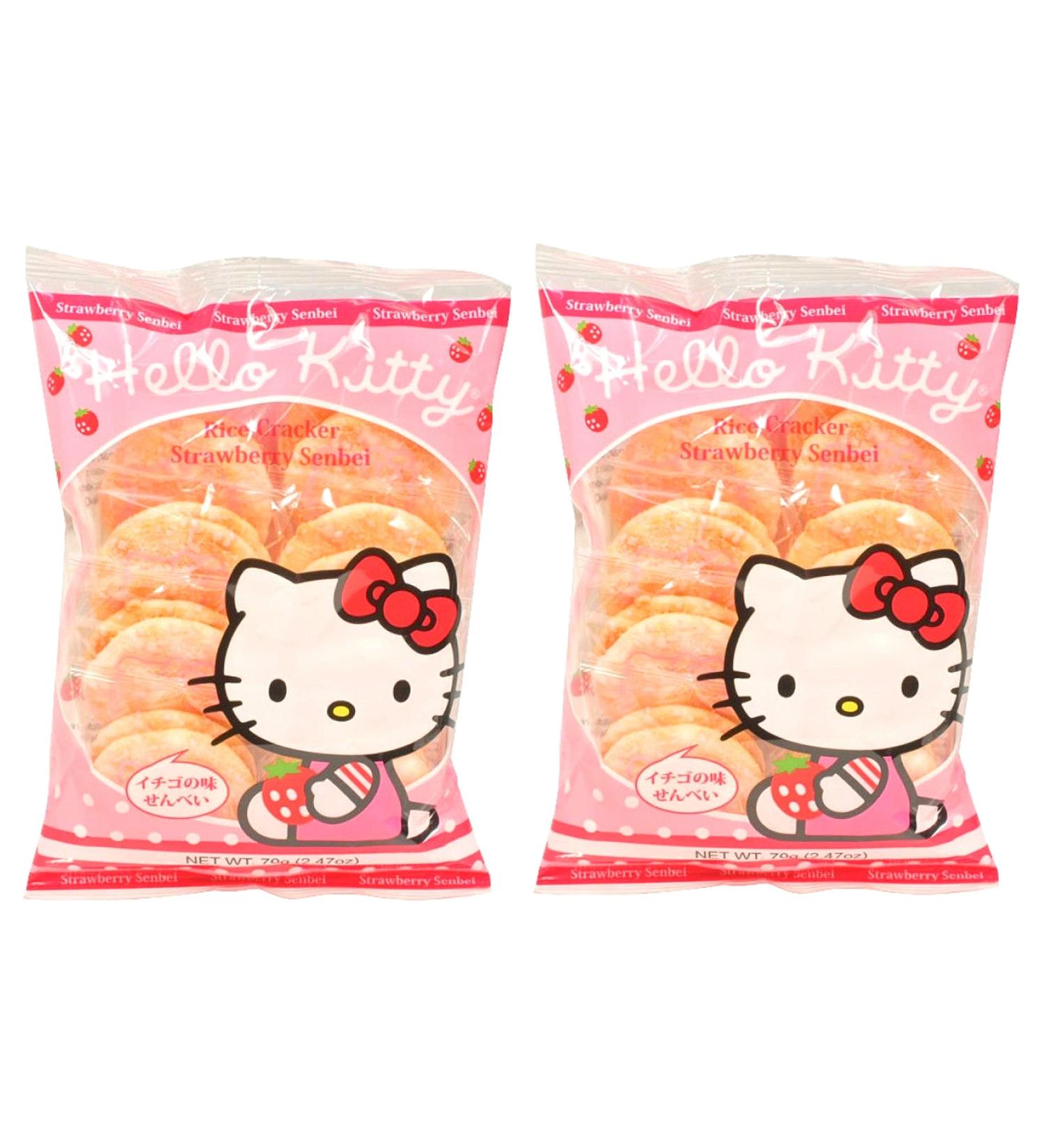 Hello Kitty Strawberry Rice Crackers - Great Snacks for Adults & Children | Party Favors, Birthday Gifts & School | Pack of 2 3.95oz Packs - Buy Online on SooperMarket.com