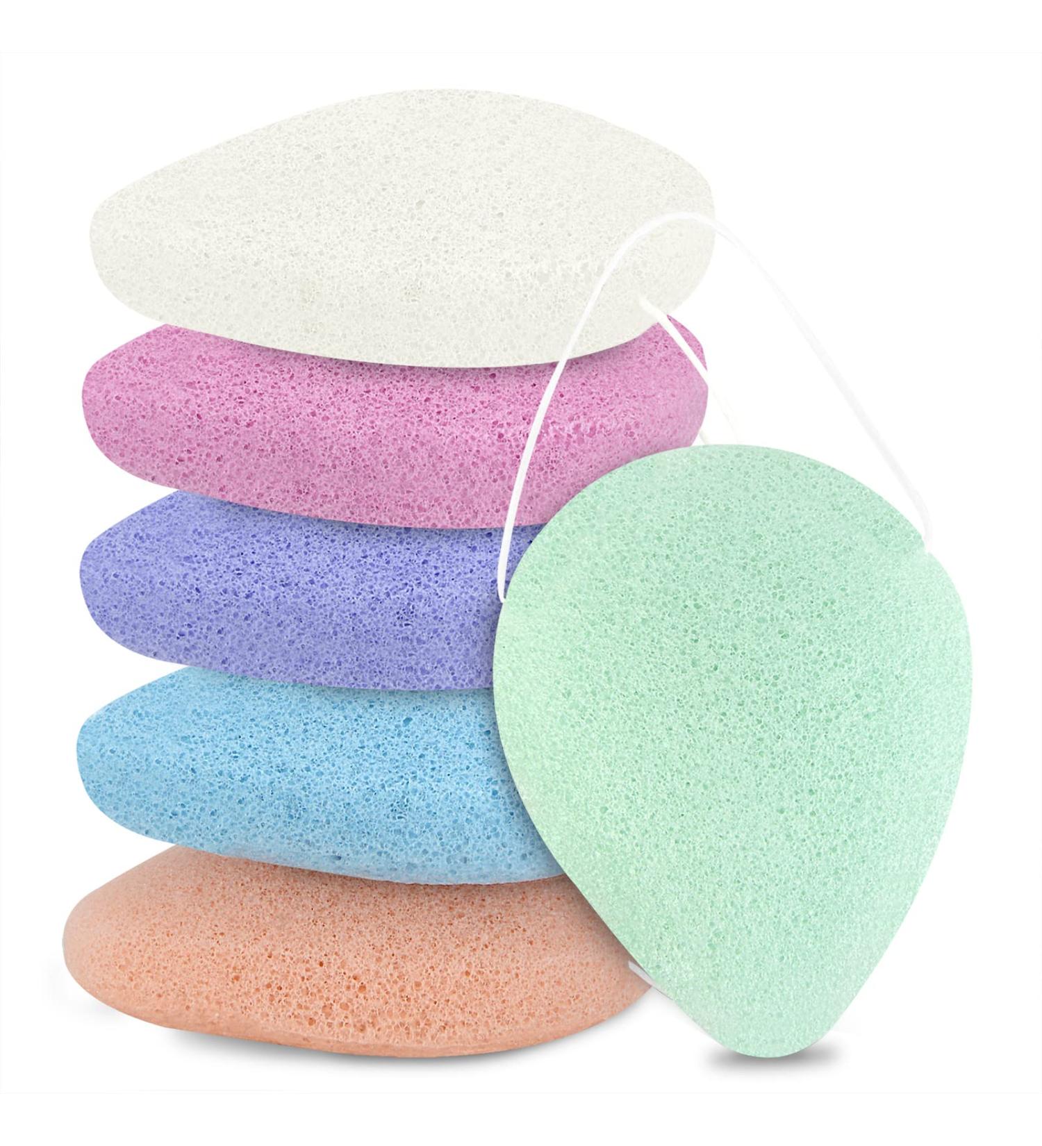 Linkidea 6 Pack Konjac Facial Sponges for Deep Cleansing and Exfoliating - Gentle Face & Body Scrubber for Makeup & Shower - Buy Online on SooperMarket.com