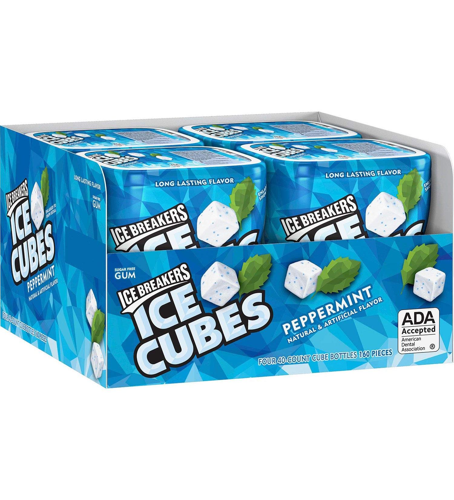 Ice Breakers Ice Cubes Peppermint Sugar Free Gum 40 Pieces (Pack of 12)