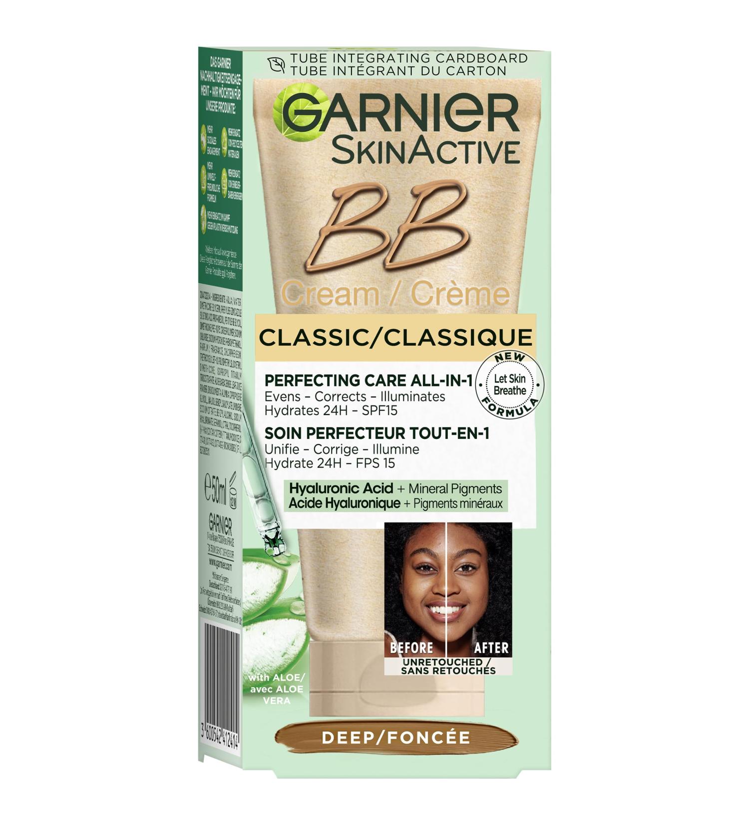 Garnier SkinActive BB Cream Classic Dark 50ml - Perfecting All-in-One Care with SPF 15 Aloe Vera & Hyaluronic Acid - International Shipping Available - Buy Online on SooperMarket.com