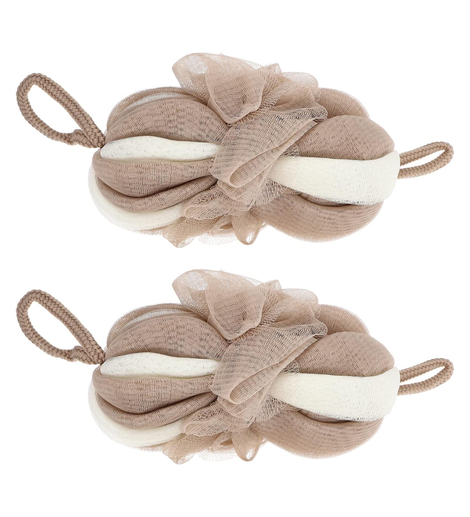 KALLORY 2pcs Long Bath Flower Foaming Bath Ball - Baby Bath Sponge Scrubber & Shower Supplies for Soft Skin Care (20x10cm - Buy Online on SooperMarket.com