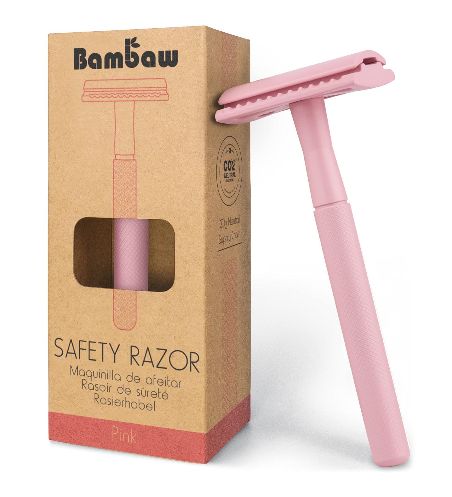 Bambaw Pink Double Edge Safety Razor for Women | Eco-Friendly Reusable Metal DE Razor | Best Safety Razor for Women - Buy Online on SooperMarket.com