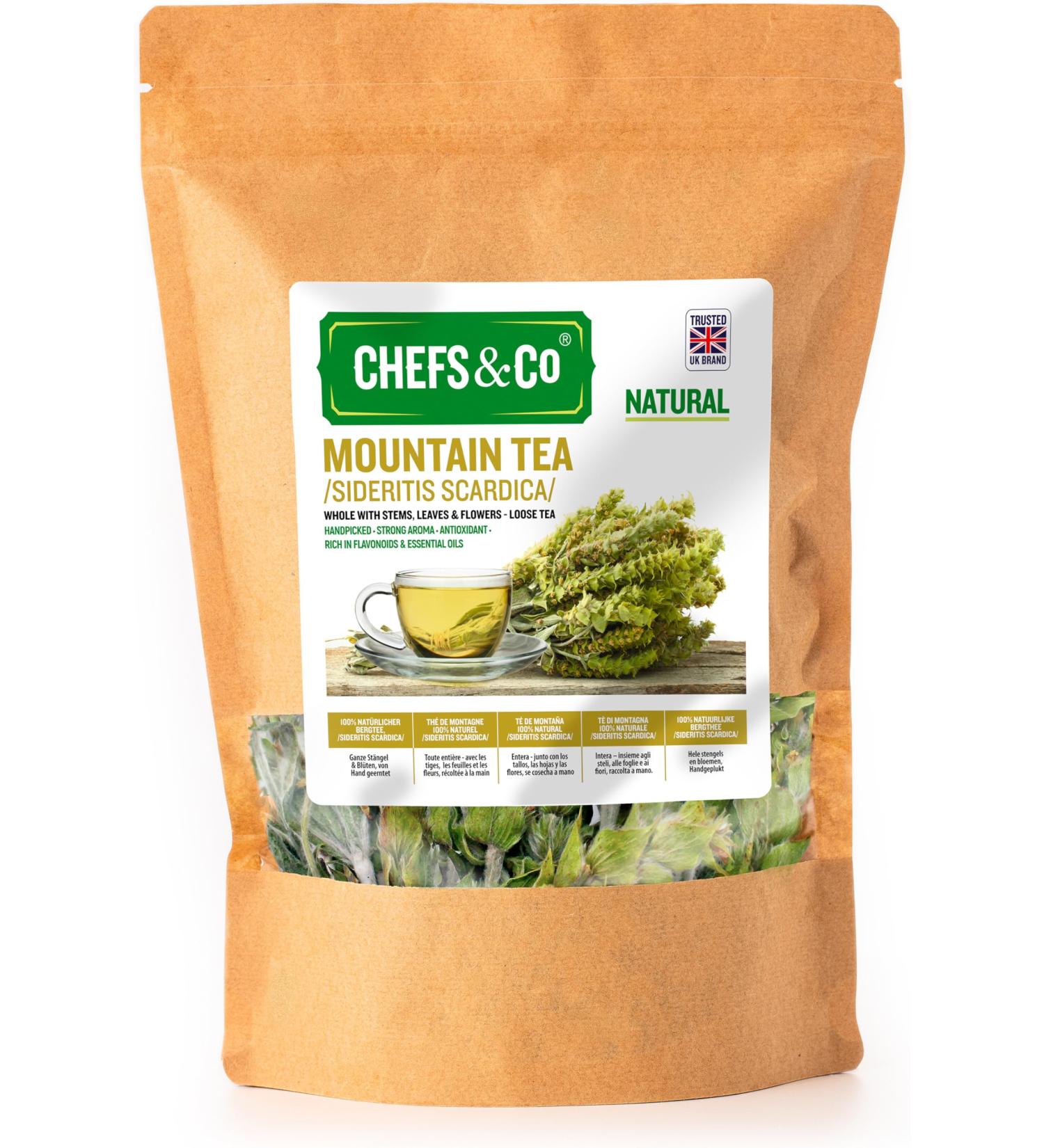 CHEFS&CO Mountain Tea (Sideritis scardica) | Loose Tea | Whole with Stems Leaves & Flowers | Handpicked | Strong Aroma | Antioxidant | Rich in Flavonoids & Essential Oils (NATURAL 80g (Pack of 1)) NATURAL 80g (Pack of 1) - Buy Online on SooperMarket.com