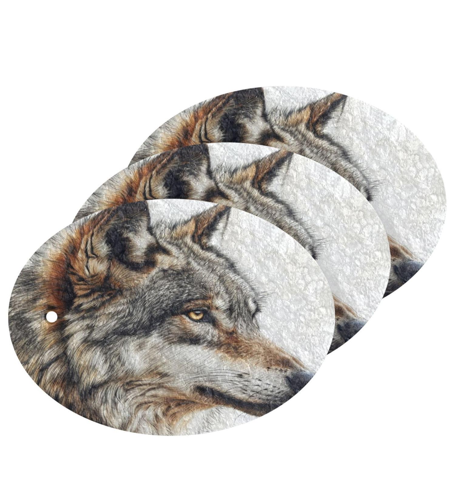 Kigai Sketch Wolf Scrubbing Sponge 3 Packs Reusable Dish Wash Scrub Sponge Clean Stubborn Oil Stains Anti-Scratch Cleaning Sponge for Kitchen Tableware - Buy Online on SooperMarket.com