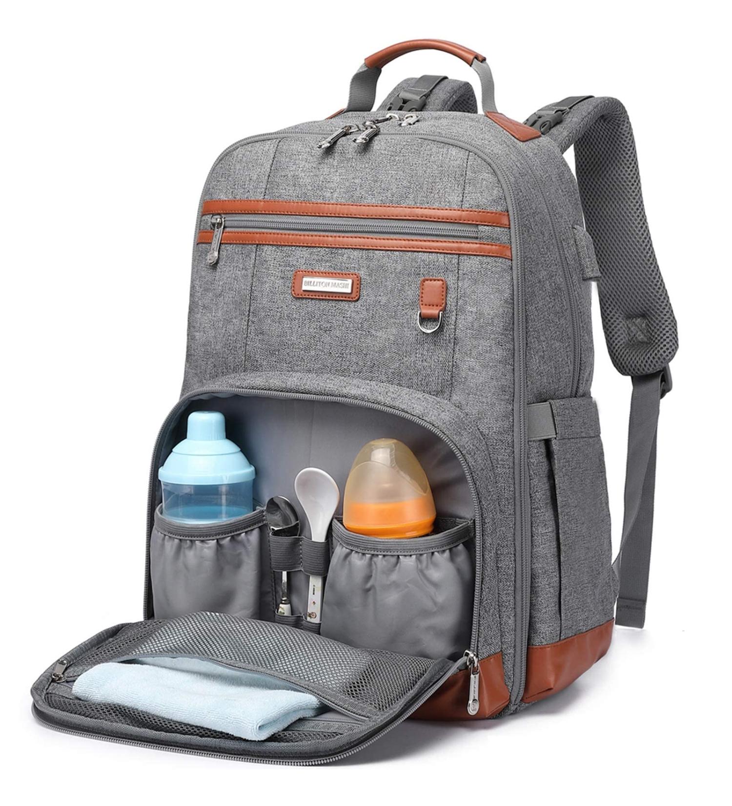 Waterproof Baby Diaper Bag Backpack with Changing Pad - Large Capacity Travel Bookbag for Mom - Grey - Buy Online on SooperMarket.com